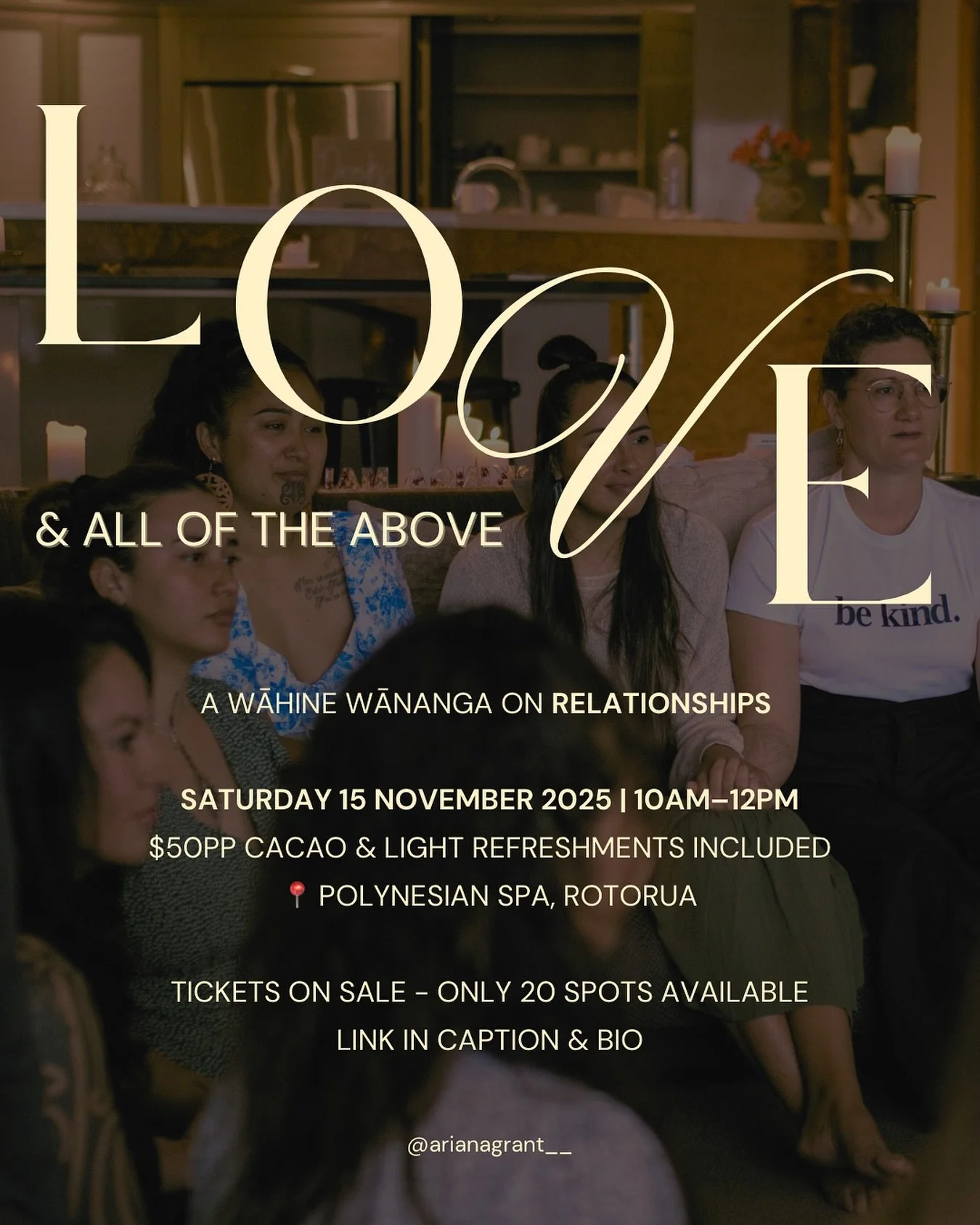Tickets now LIVE 

Only 20 available my loves 🫶🏾
Location: @polynesianspa 
15.11.25 10am 
Check bio x 

Grab yours and one for your bestie:
https://www.polynesianspa.co.nz/womens-gathering-experience-at-polynesian-spa/