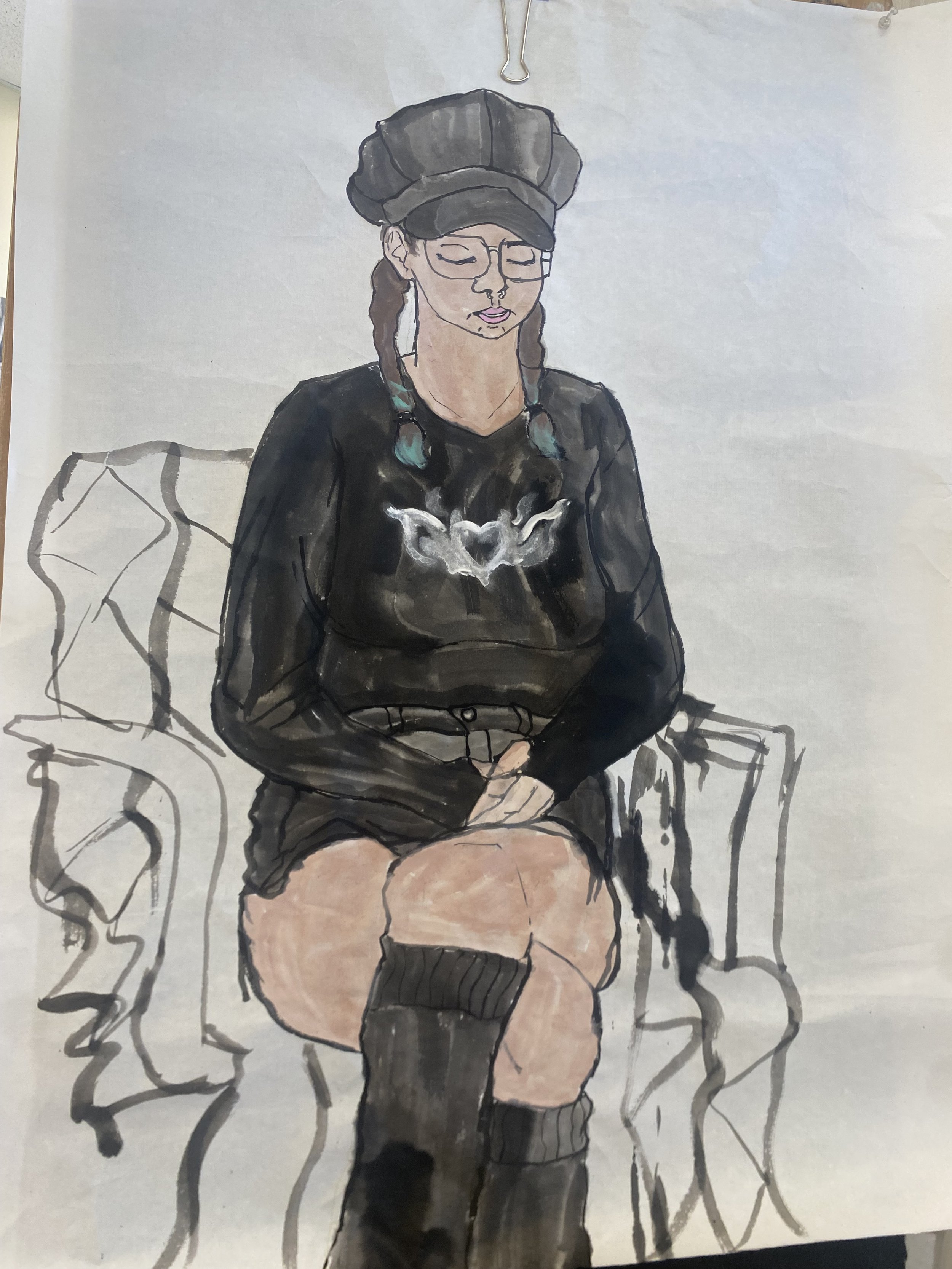 Clothed Model
(Sumi-e Ink Brush on Rice Paper)