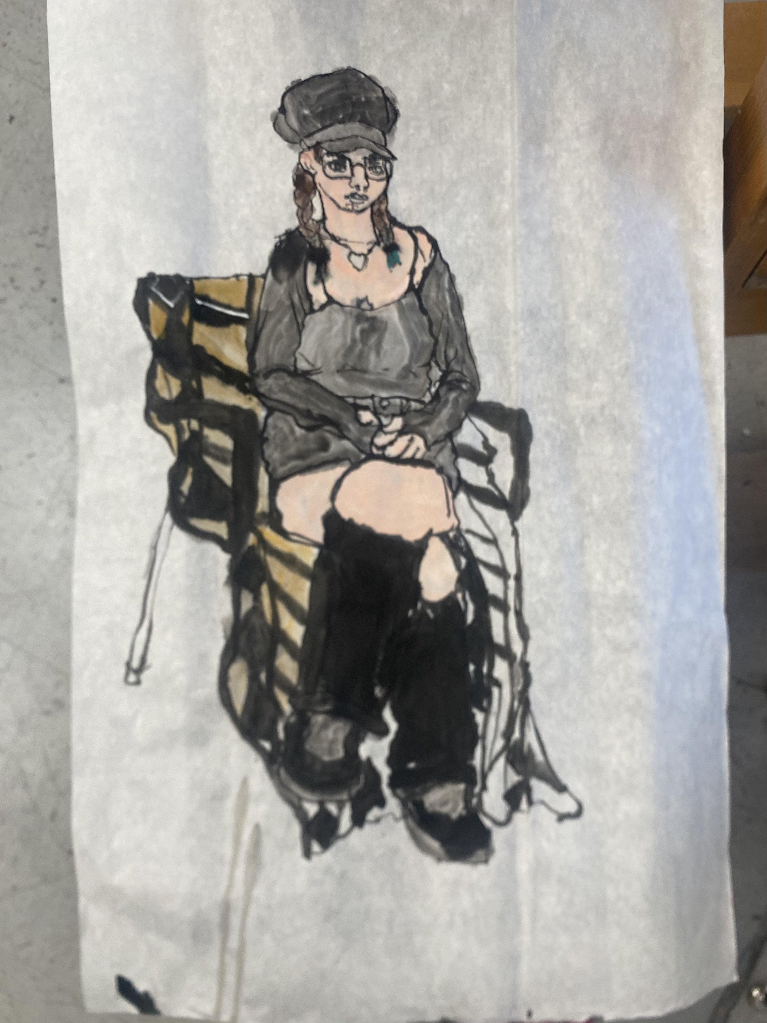Clothed Model
(Sumi-e Ink Brush on Rice Paper)