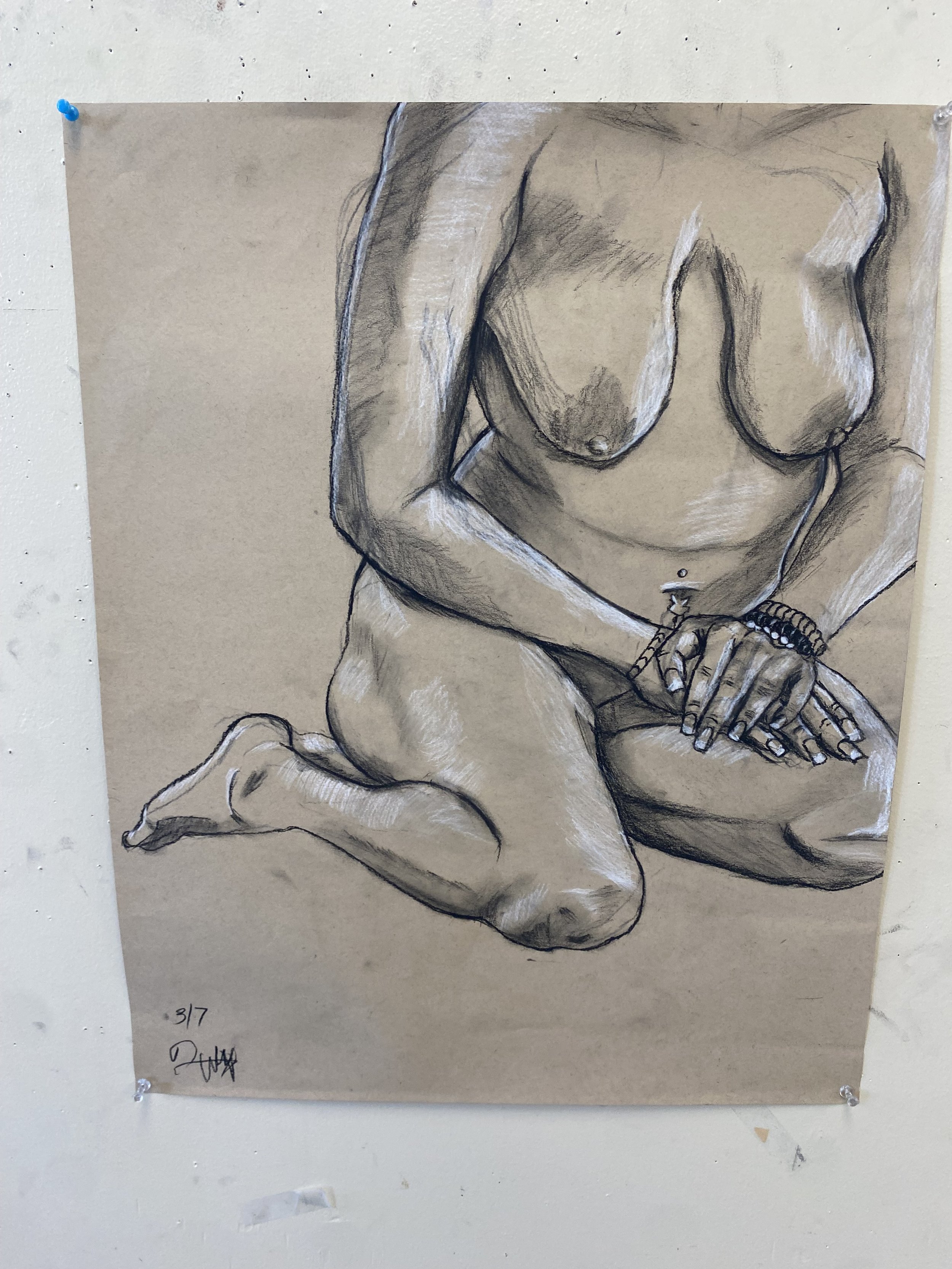 Nude Model torso Study
(Charcoal Pencil on tone Paper)