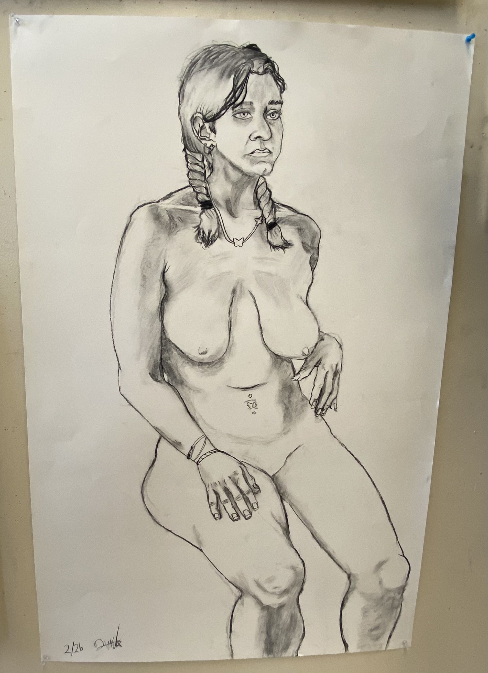 Nude Model Study
(Vine Charcoal on Drawing Paper)