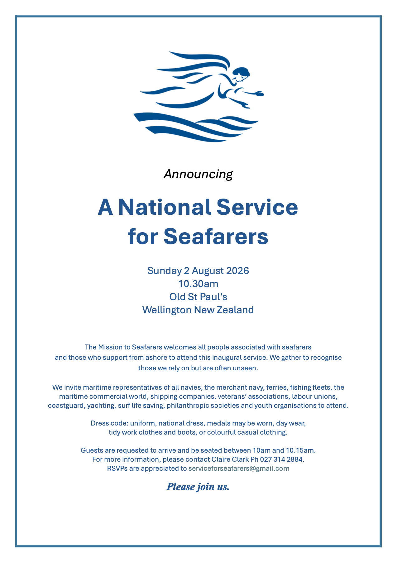 Past Event:  National Service for Seafarers - Sunday 2nd August 2026