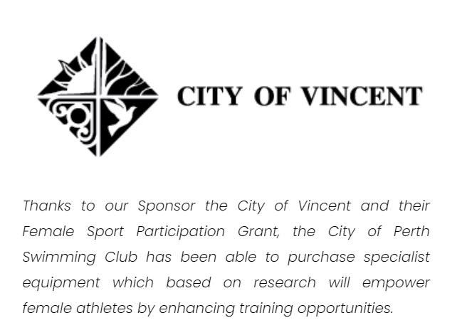 Thanks to our Sponsors, the @cityofvincent and their Female Sport Participation Grant, the City of Perth Swimming Club has been able to purchase specialist equipment which, based on research, will empower female athletes by enhancing training opportu
