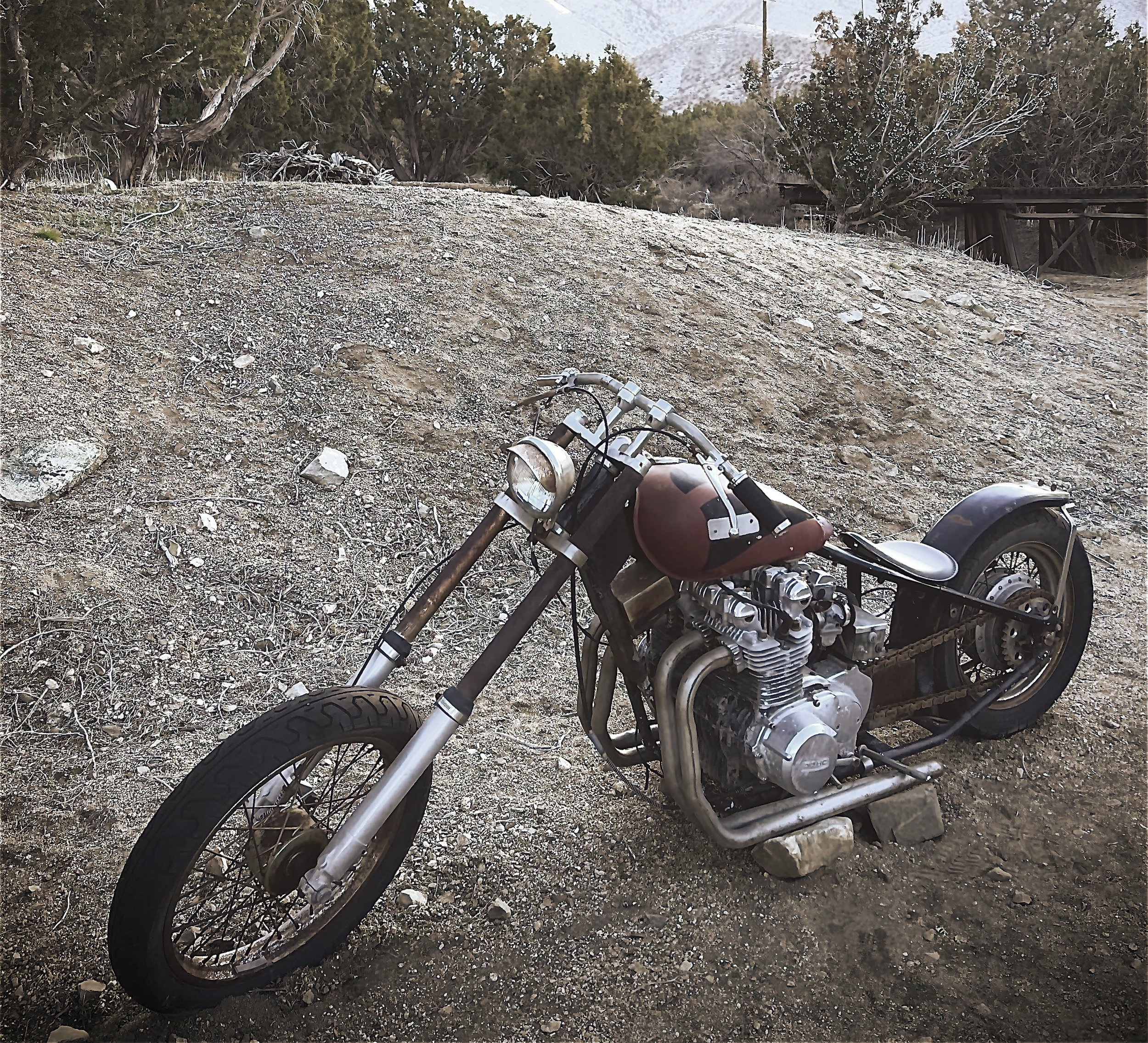 Classic American Chopper Motorcycle - Photography Prop at our 5 Acre Desert Ranch, one hour from Los Angeles