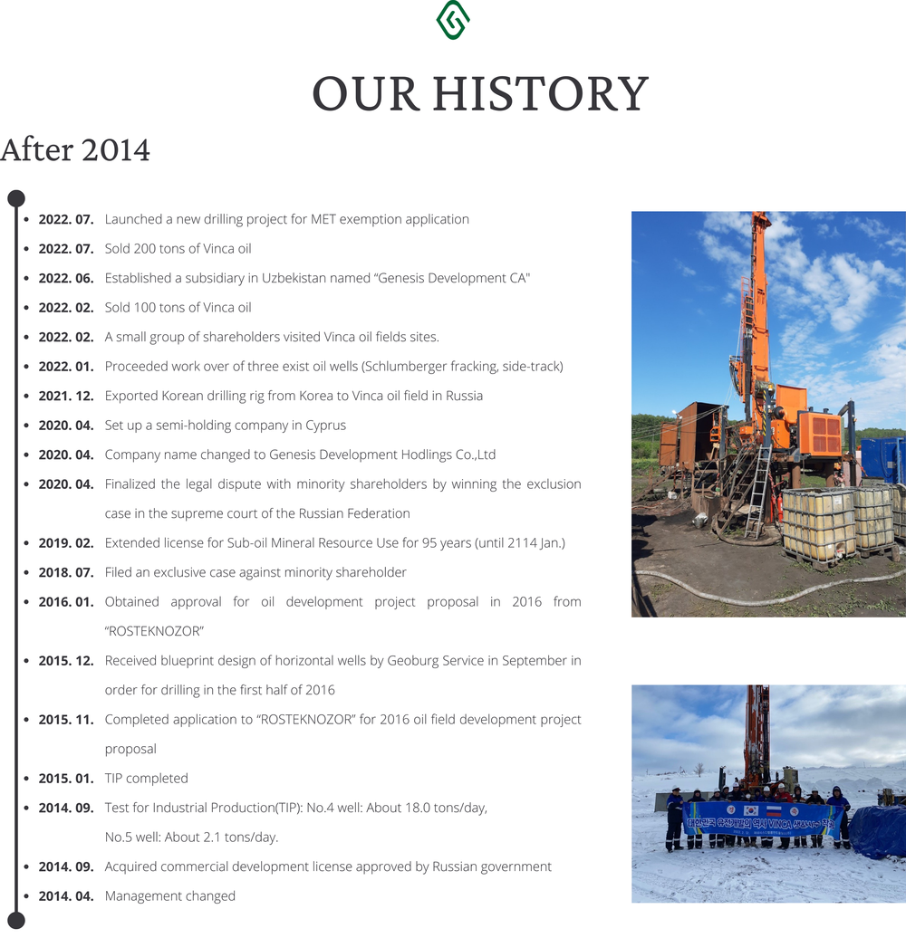 Our History — Genesis Development Holdings Co. LTD