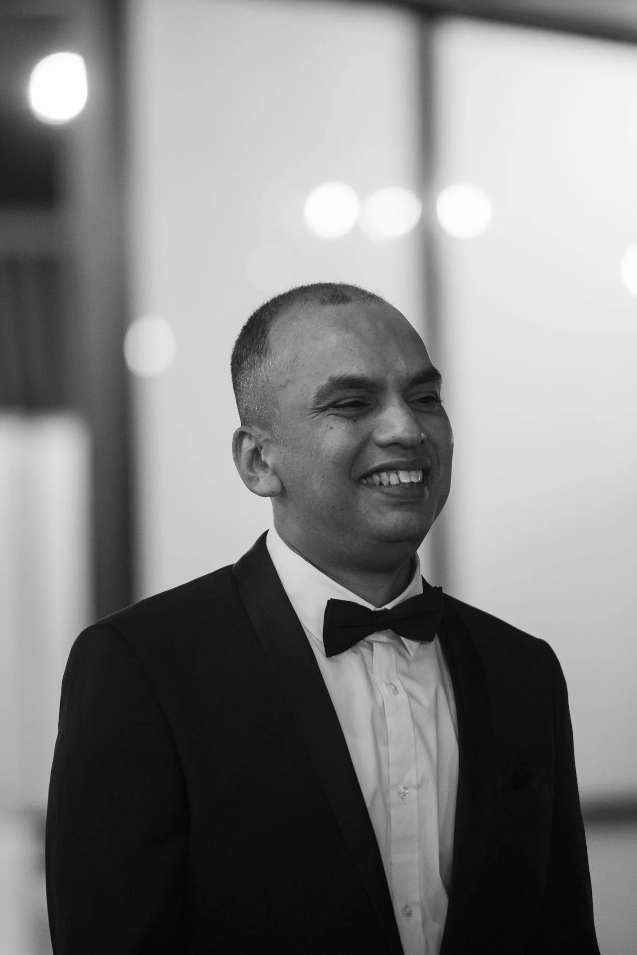 wedding anniversary party groom black white