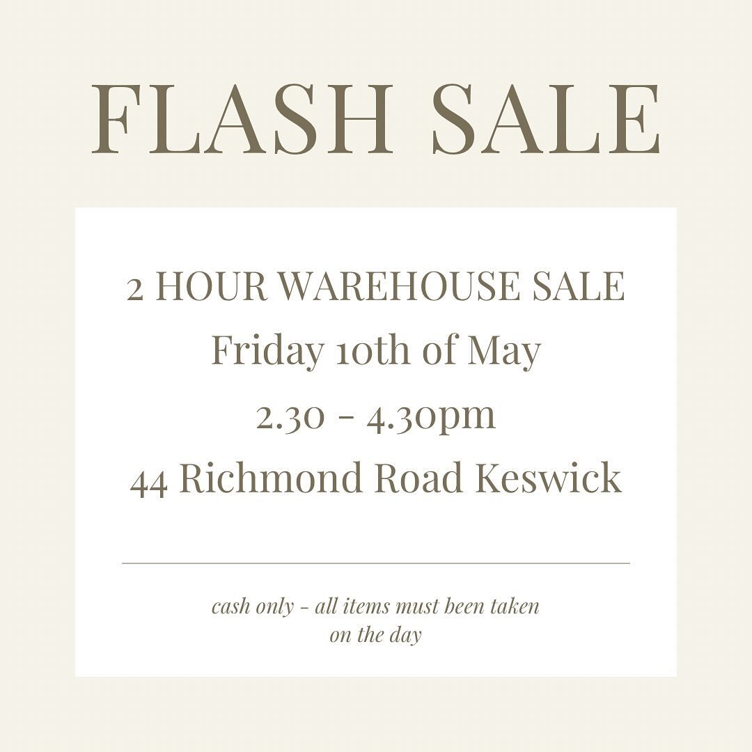 FLASH SALE TOMORROW !! Our two hour flash sale is on tomorrow. Our cheapest prices ever. Everything must go. See you there 😃