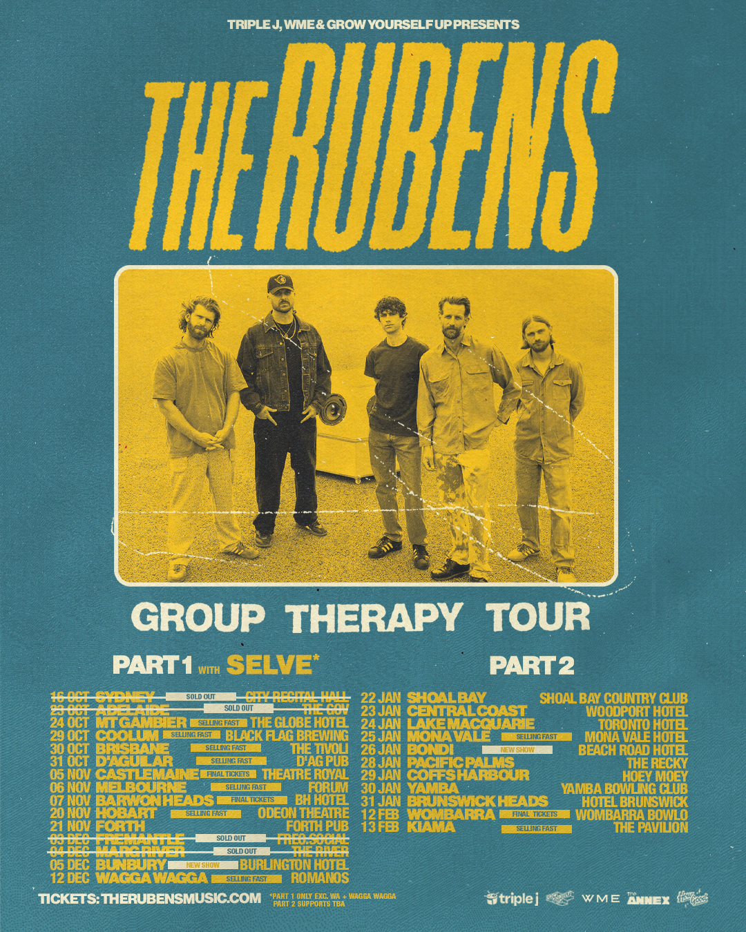 The Rubens - Group Therapy AU Tour Poster