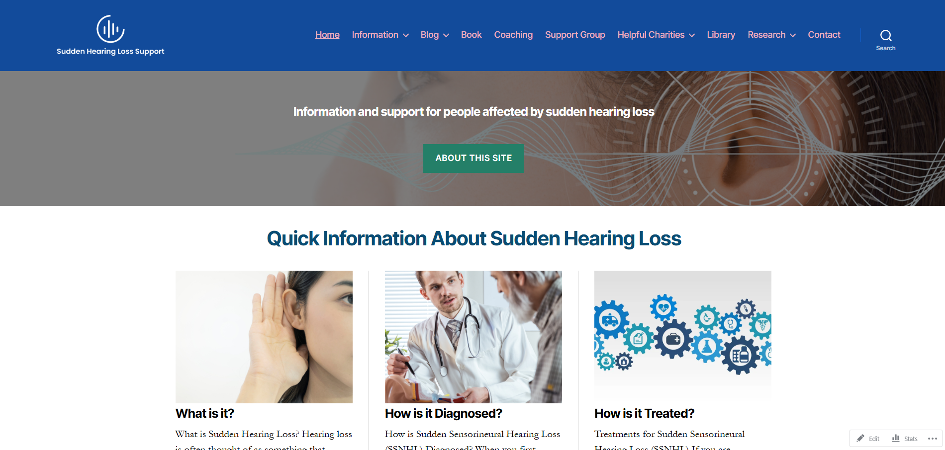 Sudden Hearing Loss Support homepage