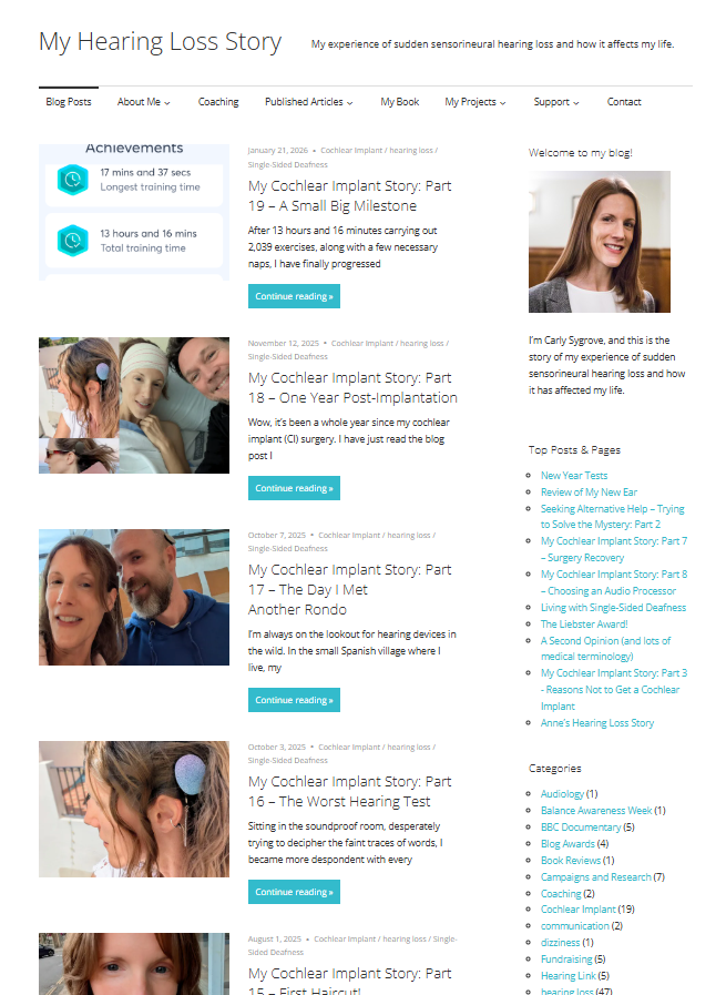 My Hearing Loss Story blog homepage