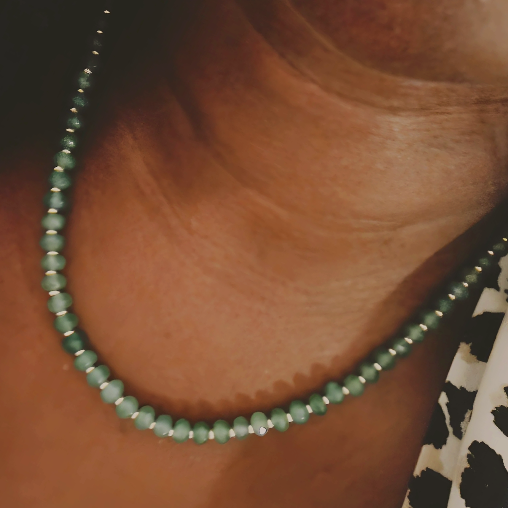 Lola Necklace | Green Quartz Beaded Necklace with Gold Plated Brass Beads