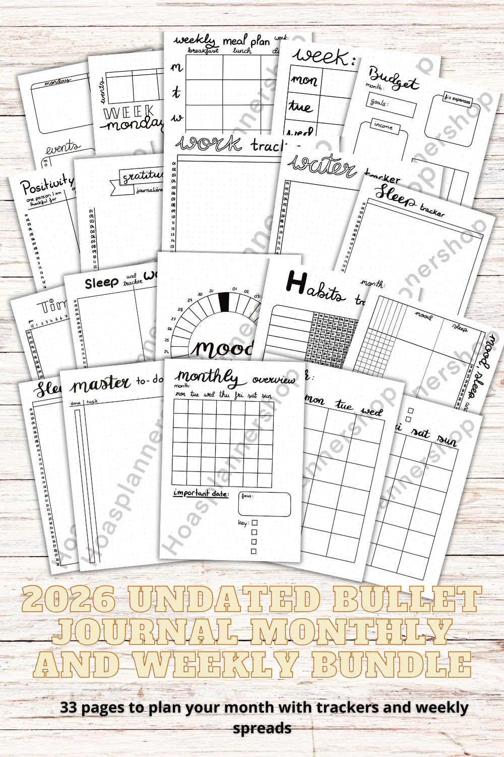 PDF ONLY | ultimate 2026 minimalist monthly planner uncolored/blank -33 pages- monthly, weekly spreads UNDATED PLANNER | PRINTABLE downloads
