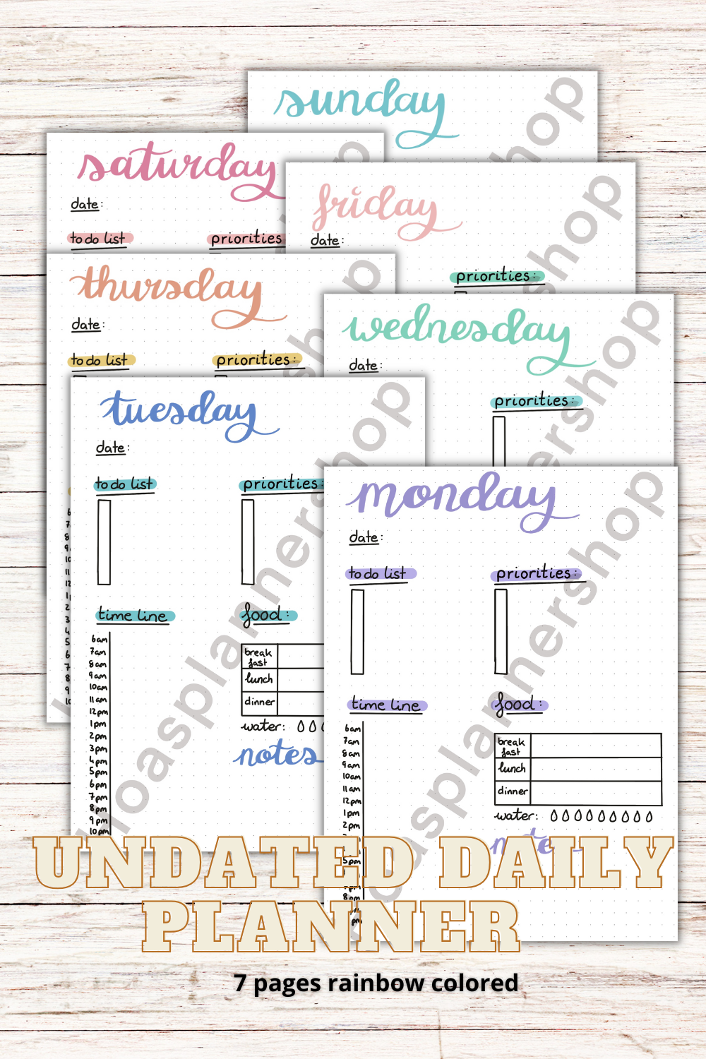 PDF ONLY | ultimate 2026 minimalist daily planner -7 pages- daily planner for each day of the week UNDATED PLANNER | PRINTABLE downloads