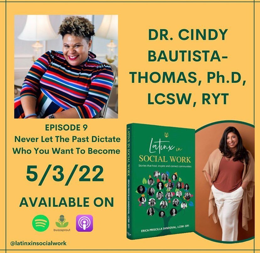 Repost by @latinxinsocialwork 

The new episode of #TheLatinxinSocialWorkPodcast featuring Cindy Bautista-Thomas,  PhD, LCSW, RYT NOW! It is 🔥 

Dr. Cindy Bautista talks about the mental health of social workers and the need for radical self care an