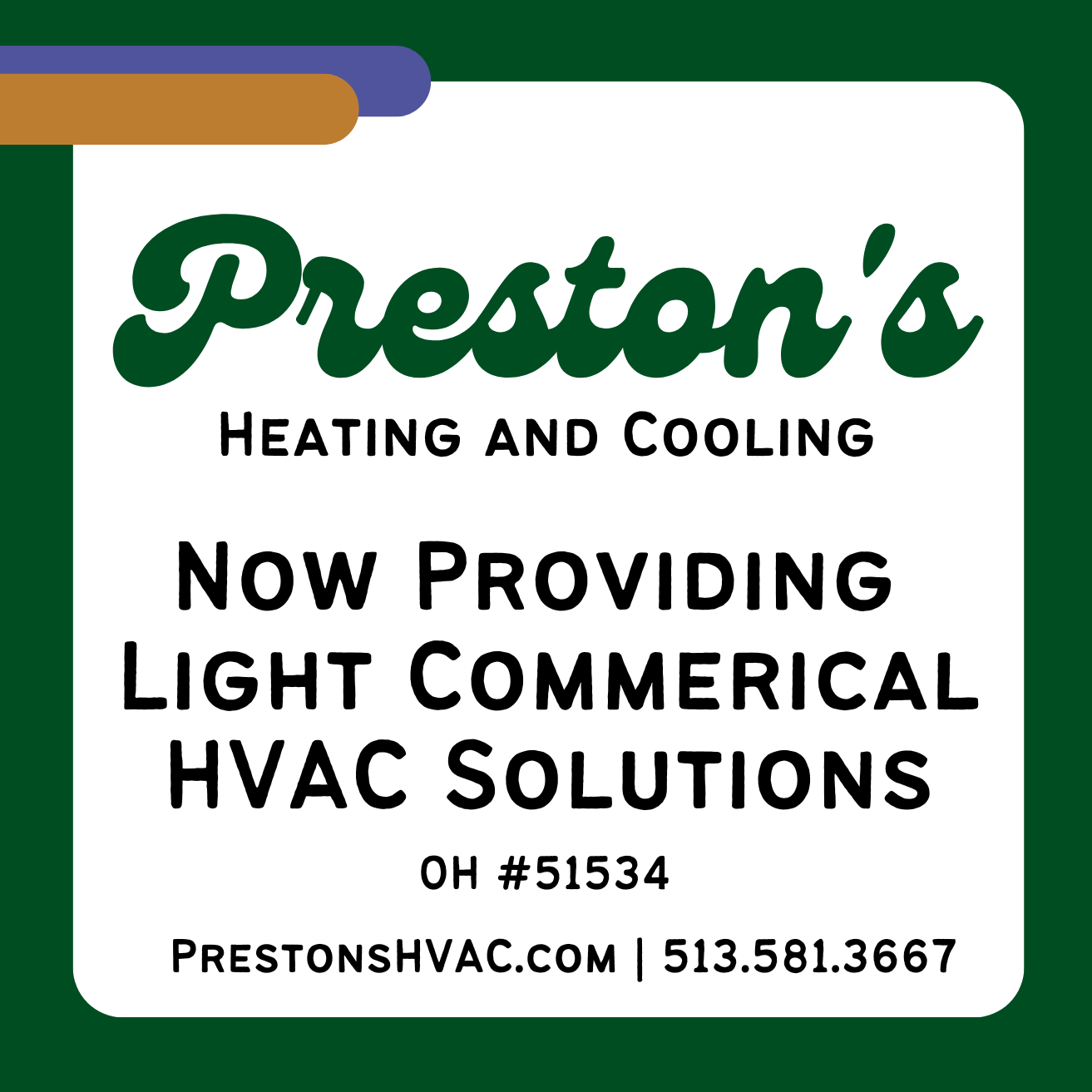 Preston’s Heating and Cooling Now Offers Light Commercial HVAC Services in Greater Cincinnati