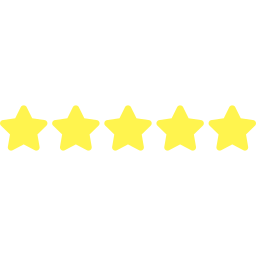 Five yellow stars in a row with a black background.