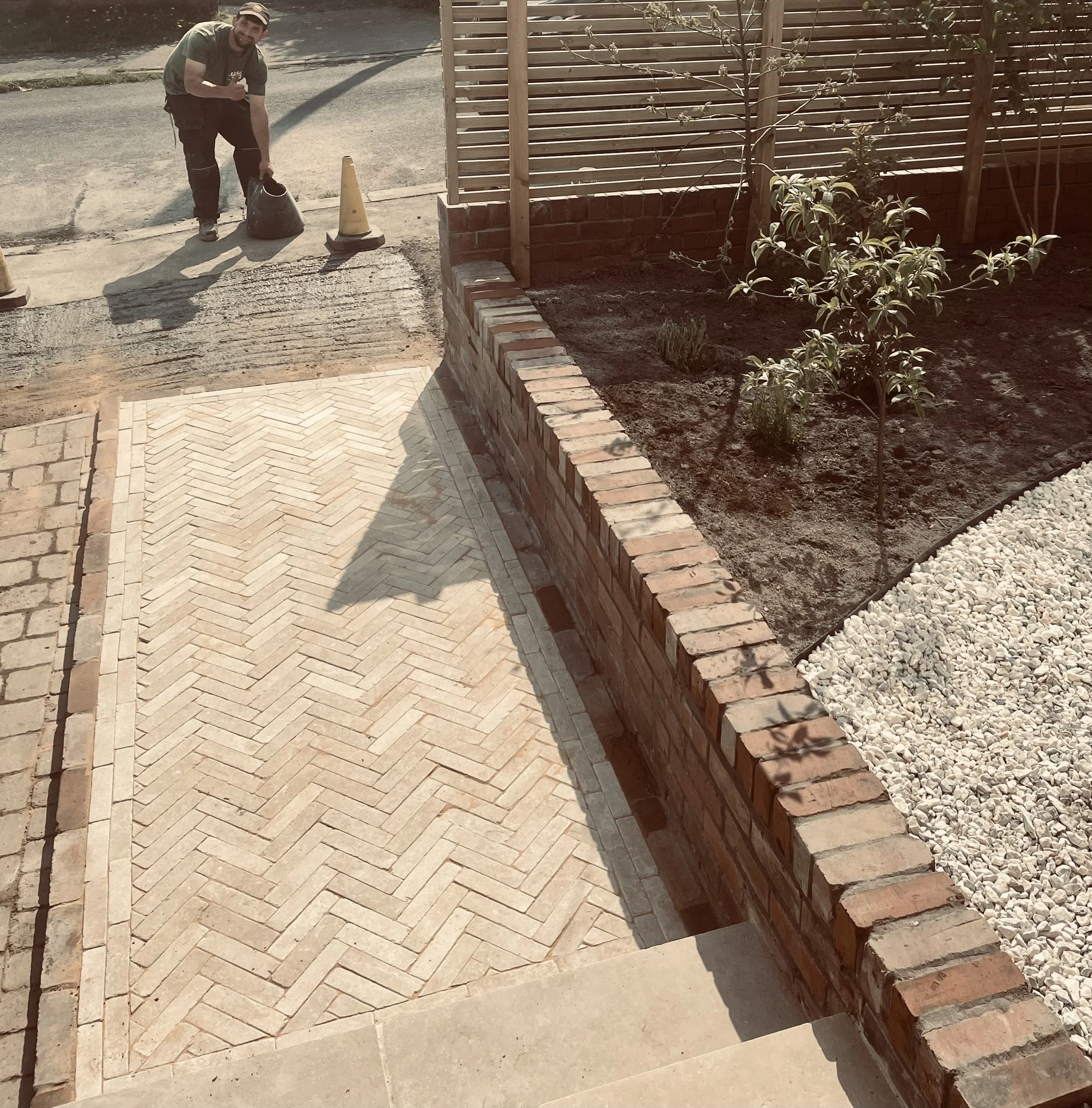 Limestone herringbone path, Horfield