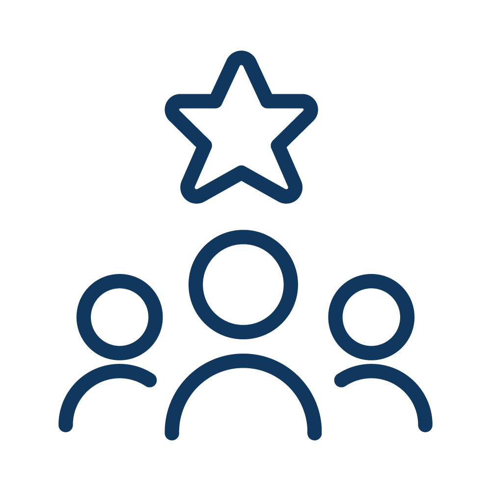 Three people with star: innovation and quality care