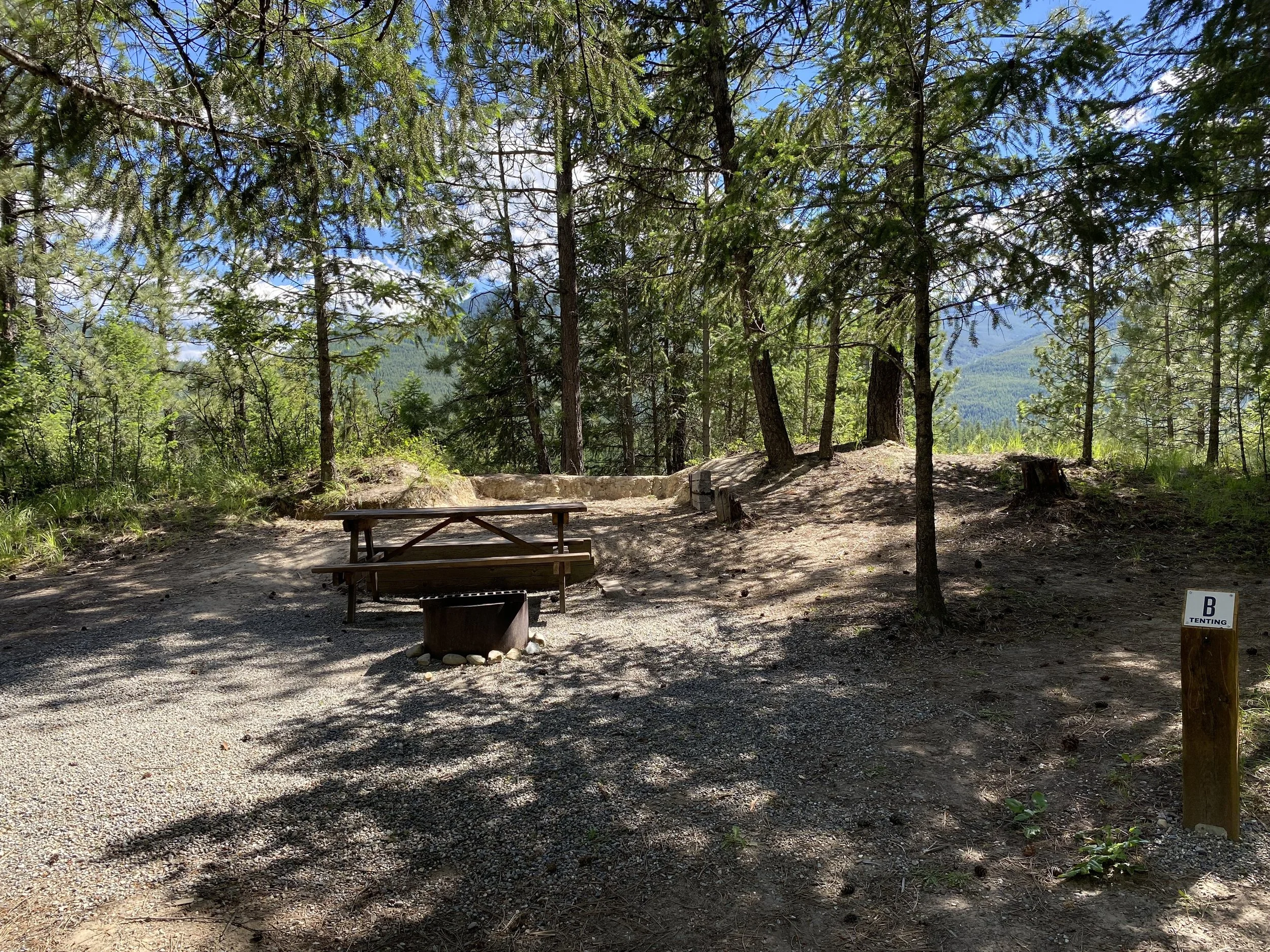 Site B - two tent pads 18' x 9' and 9' x 8'