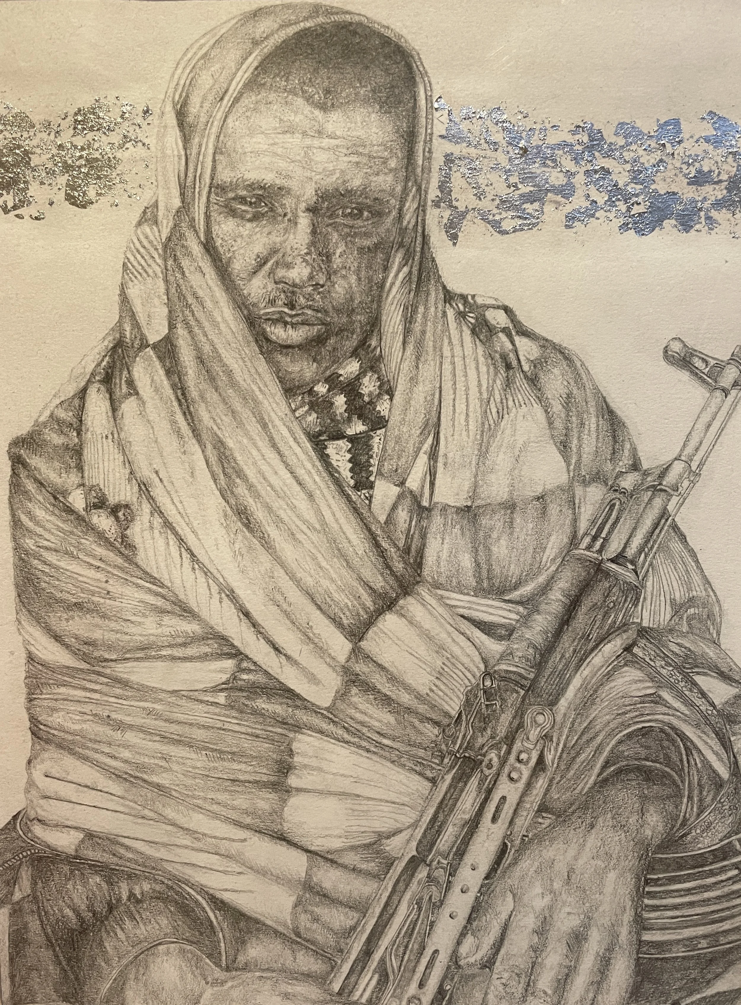 Pencil with silver leaf (A4)