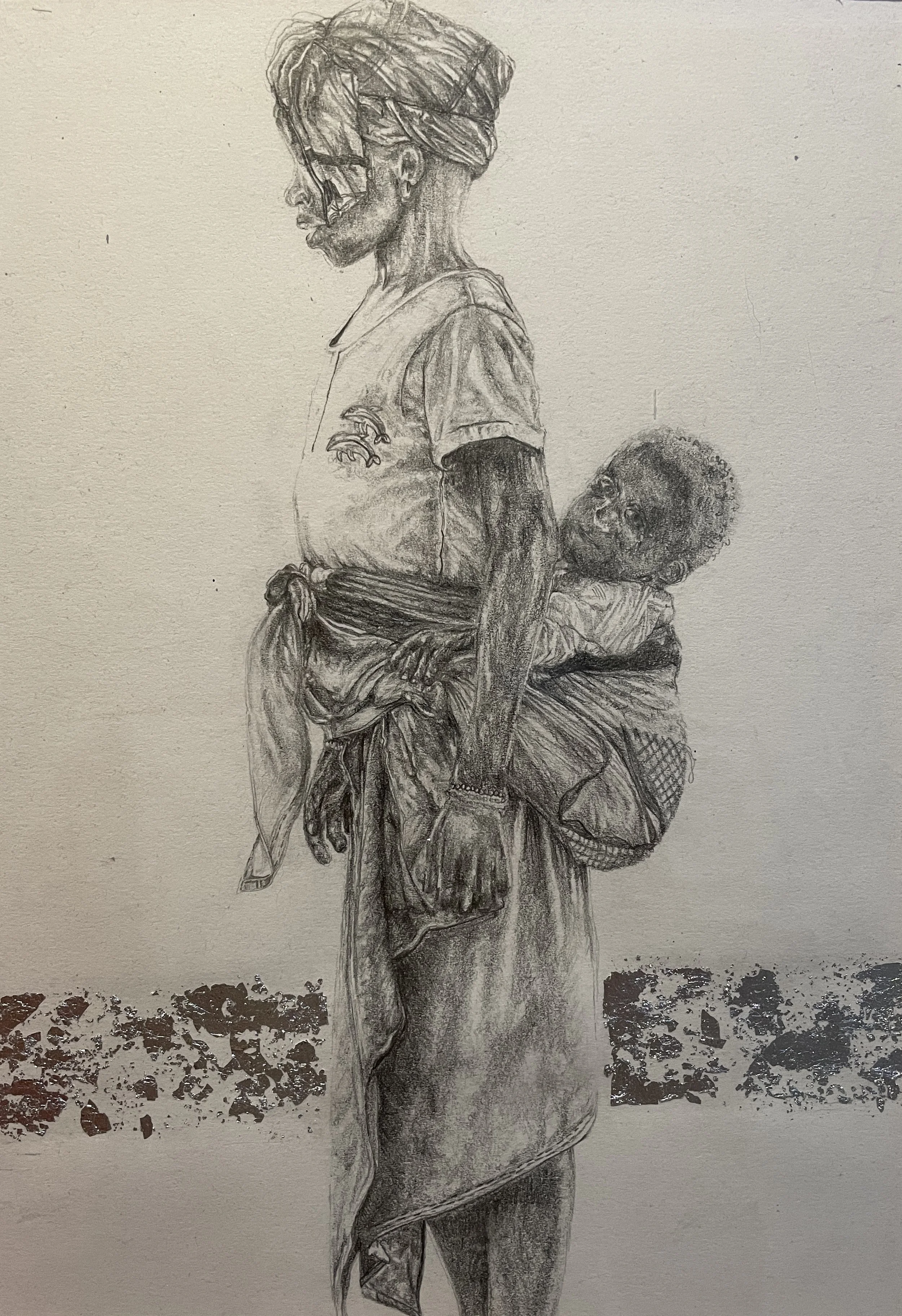 Pencil with silver leaf (A4)