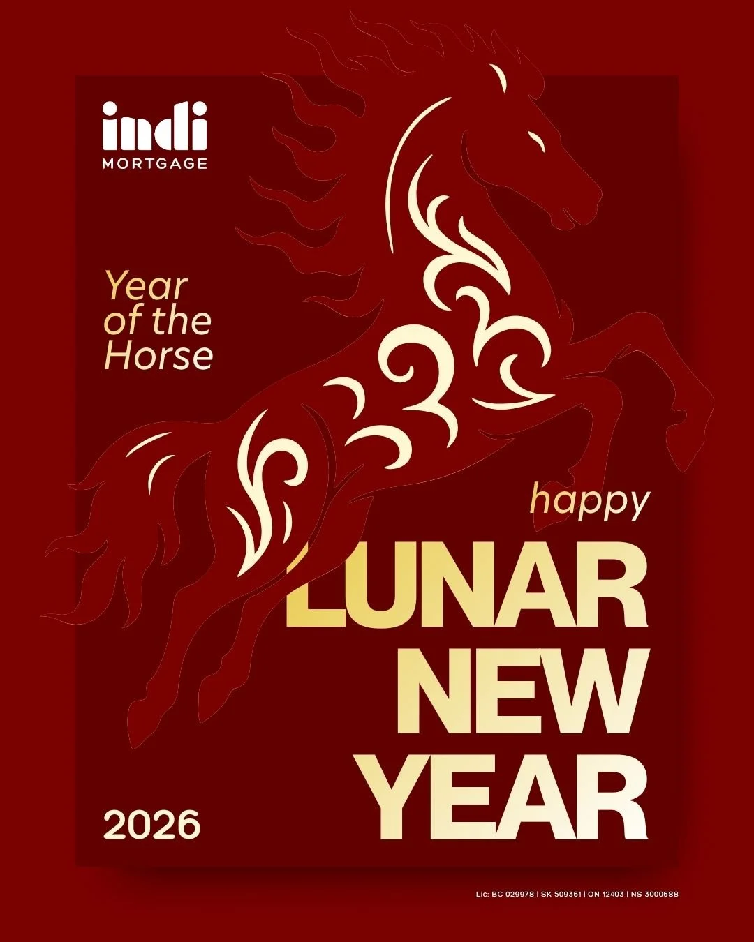 Wishing you a prosperous Lunar New Year! 🧧✨

May the Year of the Horse bring you strength, success, and the clarity to reach your biggest goals. At Indi Mortgage, we are here to support your journey and help you find the perfect path home.

Wishing 
