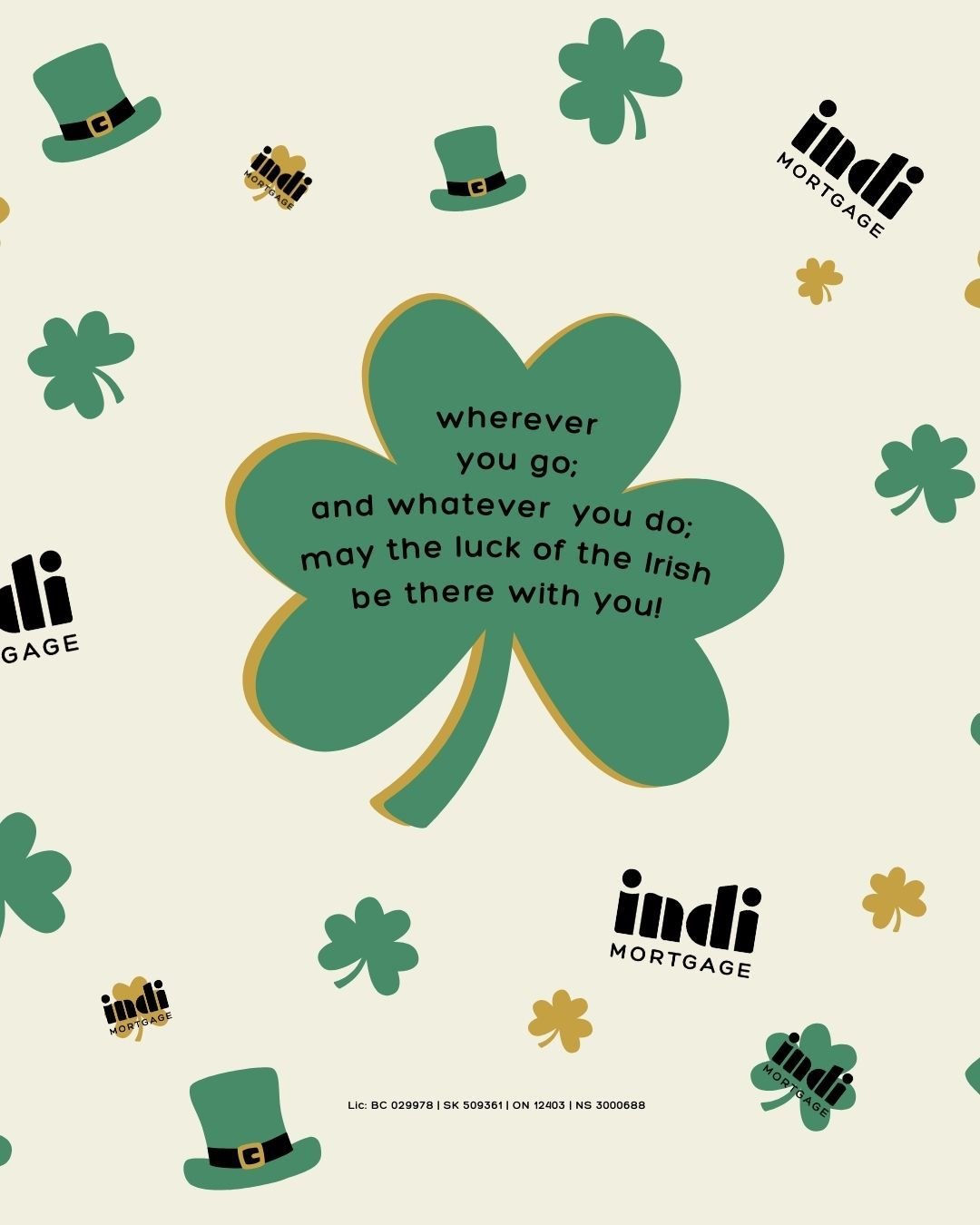 Wishing You Luck, Laughter, and a Happy St. Patrick's Day! 

Today's the day to celebrate Irish heritage, good fortune, and a little bit of magic!  May your day be filled with the luck of the Irish! 

#IndiMortgage #StPatricksDay