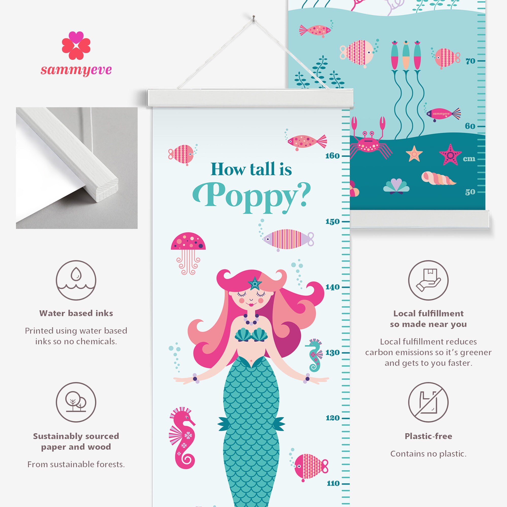 mermaid personalised height charts