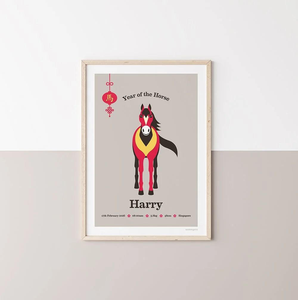 Personalised Chinese 'Year of the Horse' Zodiac Animal Print