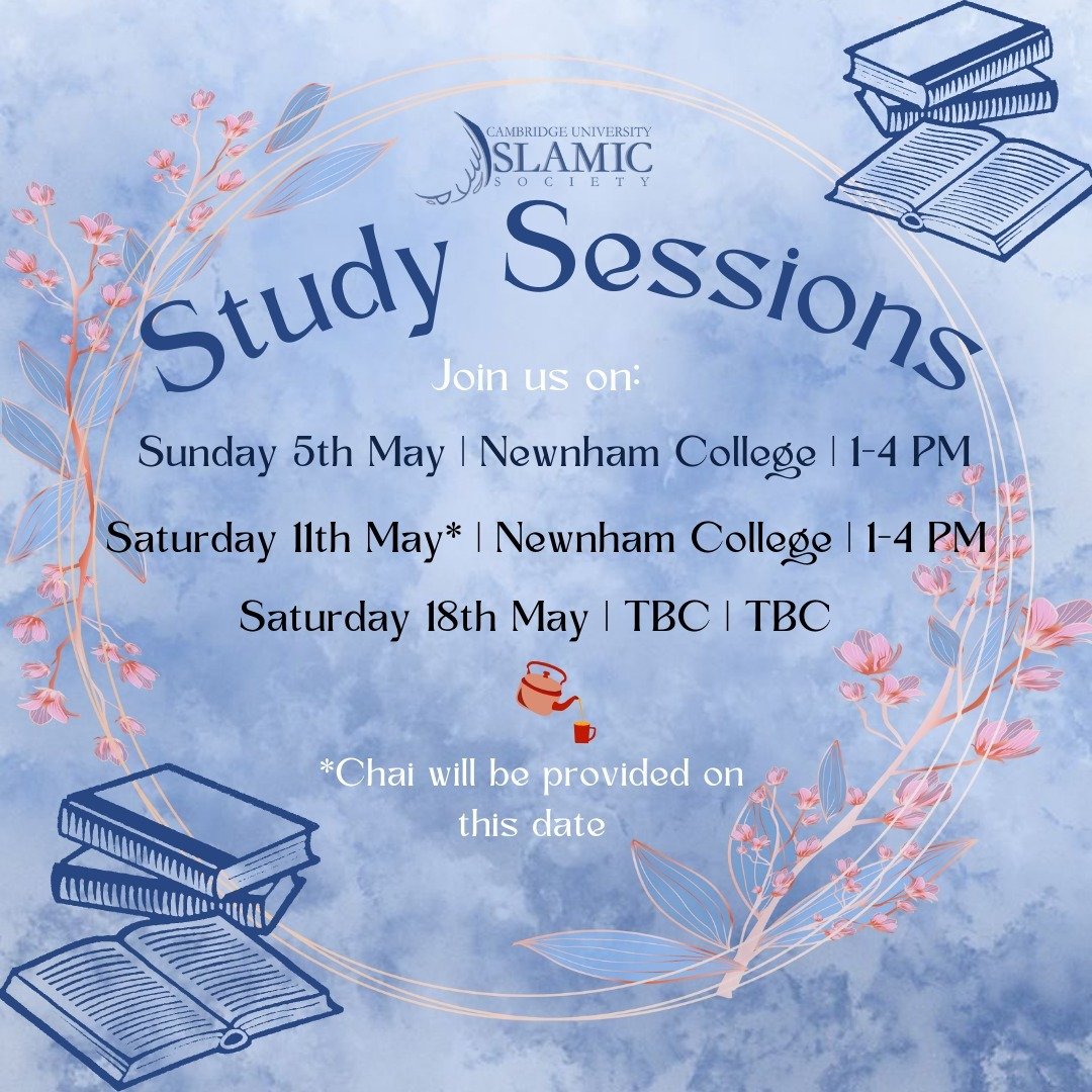 Assalamu Alaikum,

As we progress through term, more of our time is spent studying. So why not join your fellow Muslims at our group study session? There&rsquo;s no better way of boosting productivity than working together in the way of Allah, Insha&