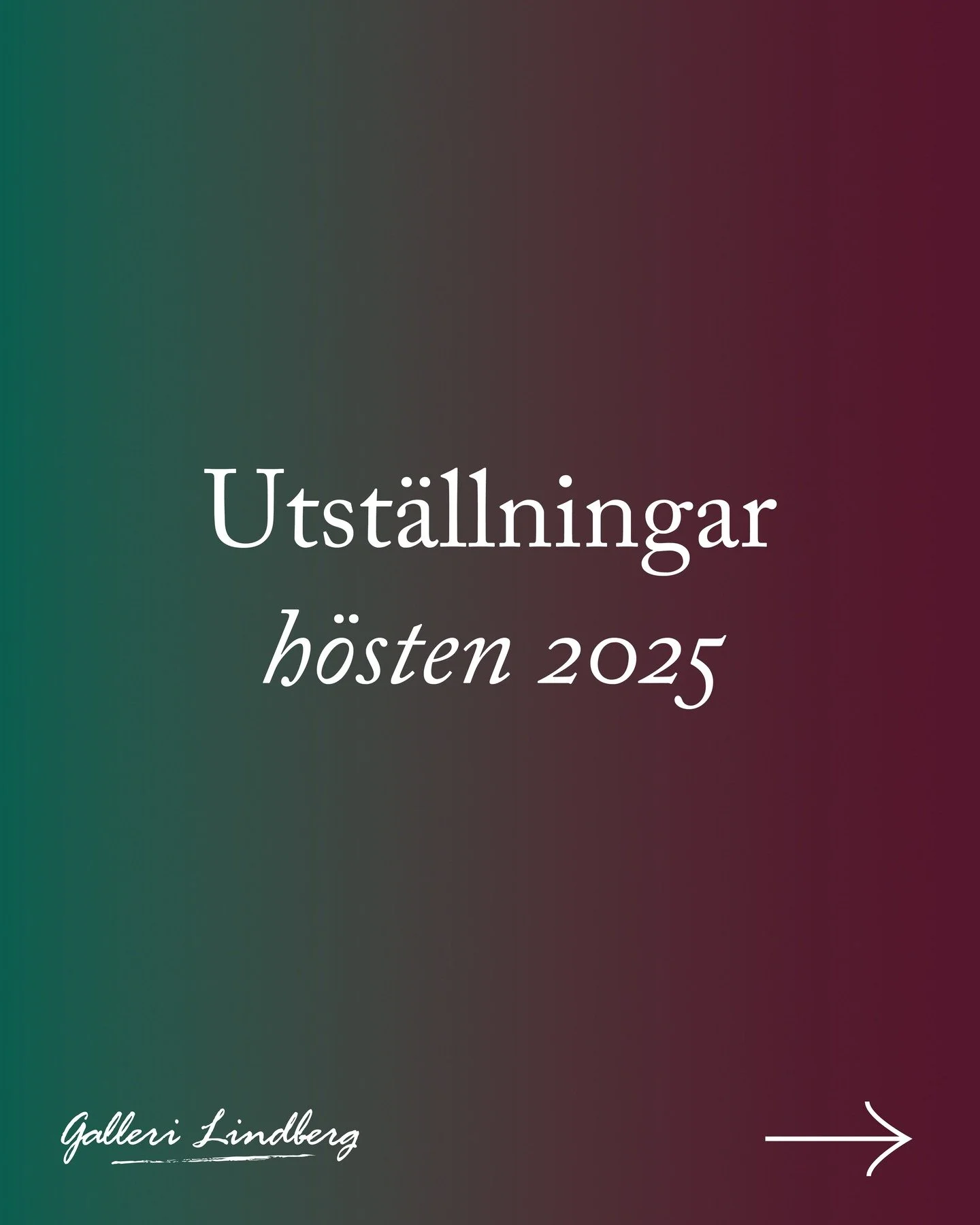 Nu n&auml;rmar vi oss konsth&ouml;sten och ser fram emot v&aring;ra kommande utst&auml;llningar p&aring; Galleri Lindberg. Skriv upp datumen i kalendern och h&aring;ll koll h&auml;r p&aring; v&aring;ra sociala medier f&ouml;r mer information om varje