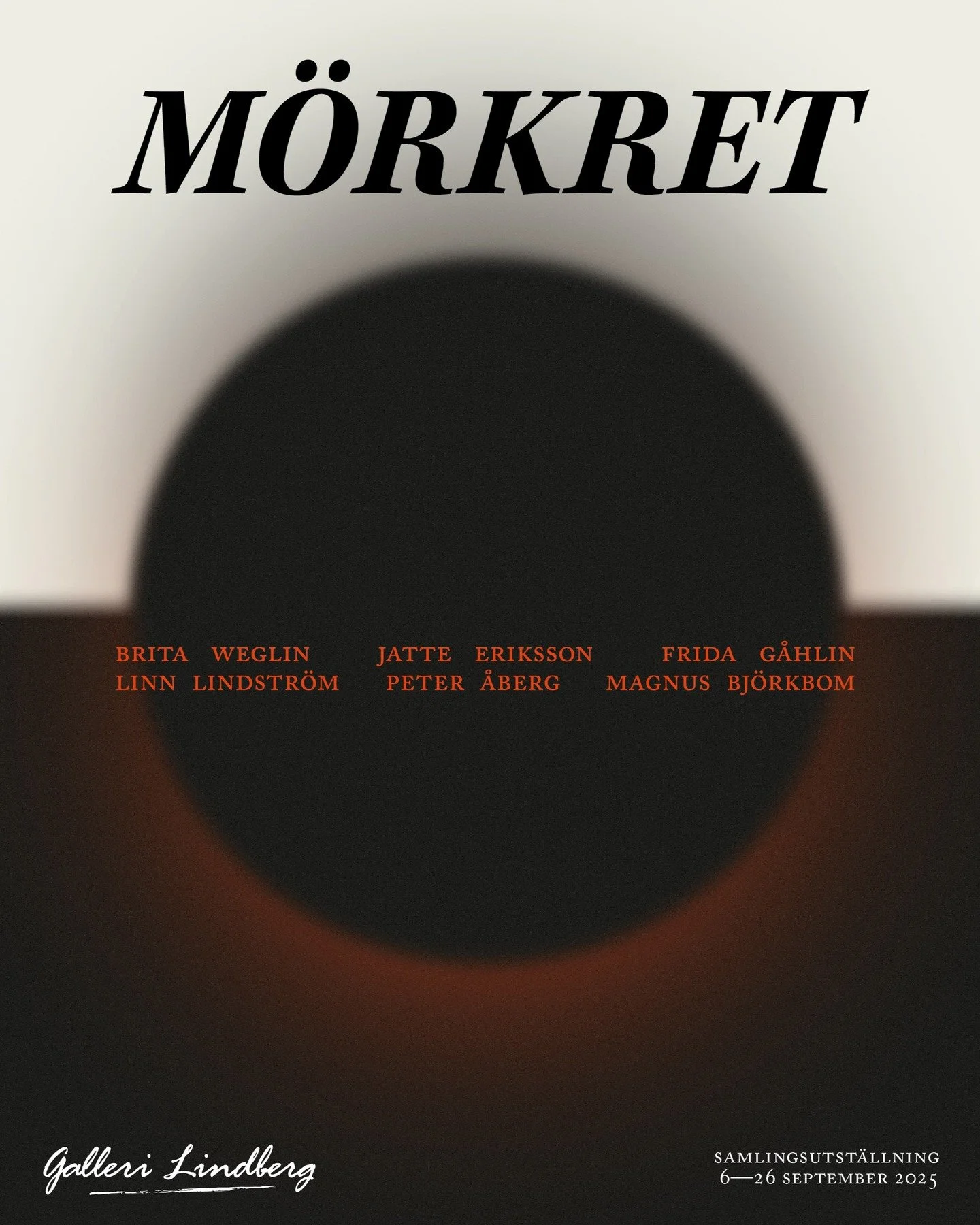 Samlingsutst&auml;llning &ndash; M&Ouml;RKRET
6 september&ndash;26 september, 2025
Vernissage Kulturnatten l&ouml;rdag 6 september 12.00&ndash;21.00

Dagarna b&ouml;rjar bli kortare, sommar blir till h&ouml;st. Det b&auml;var vi inte f&ouml;r p&aring