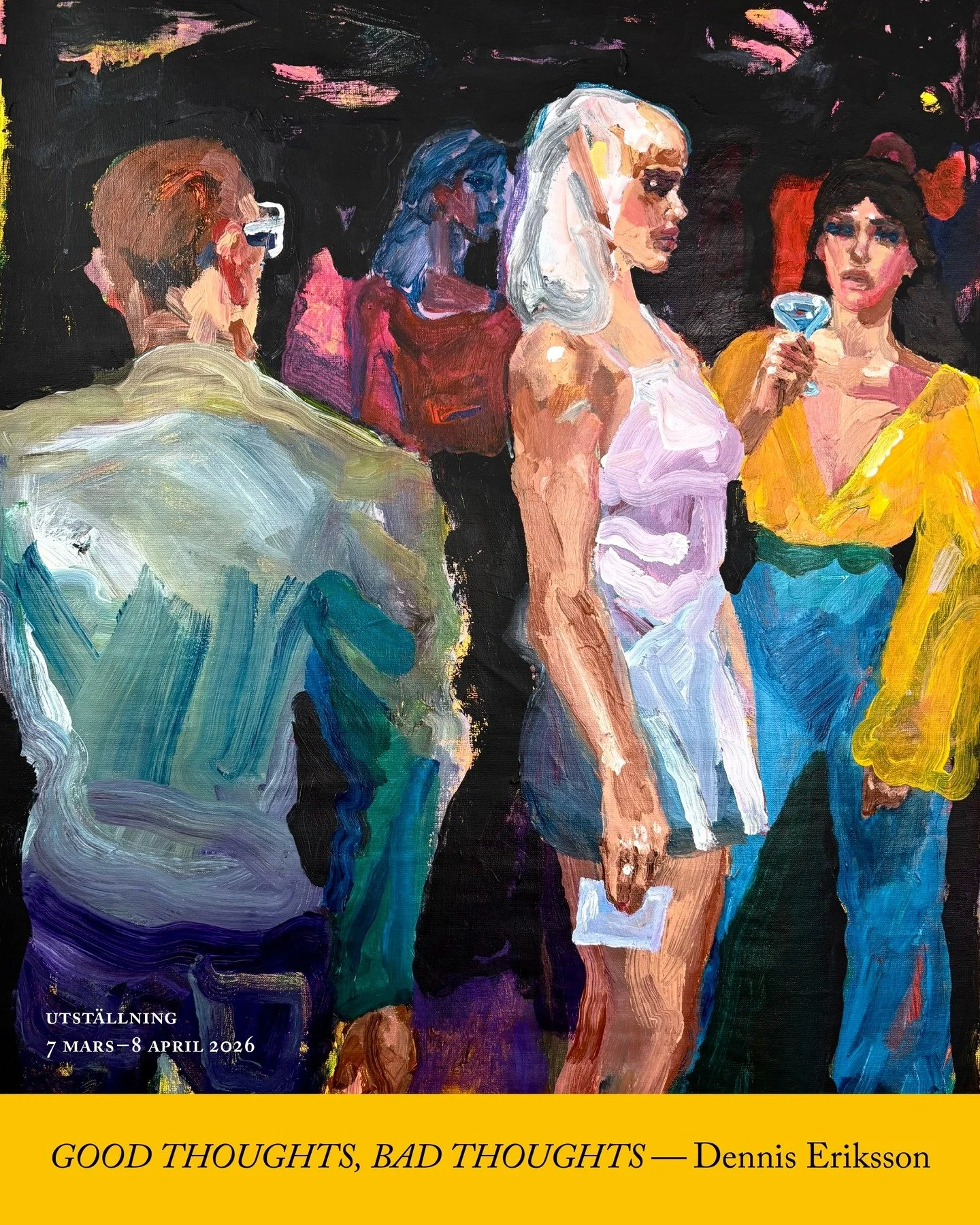 Utst&auml;llning - Dennis Eriksson - "GOOD THOUGHTS, BAD THOUGHTS"

7 mars&ndash;8 april, 2026.
Vernissage l&ouml;rdag 7 mars 12.00&ndash;16.00

Herts&ouml;n, Stockholm, New York.
Dennis Eriksson, illustrat&ouml;r, konstn&auml;r.
M&aring;le