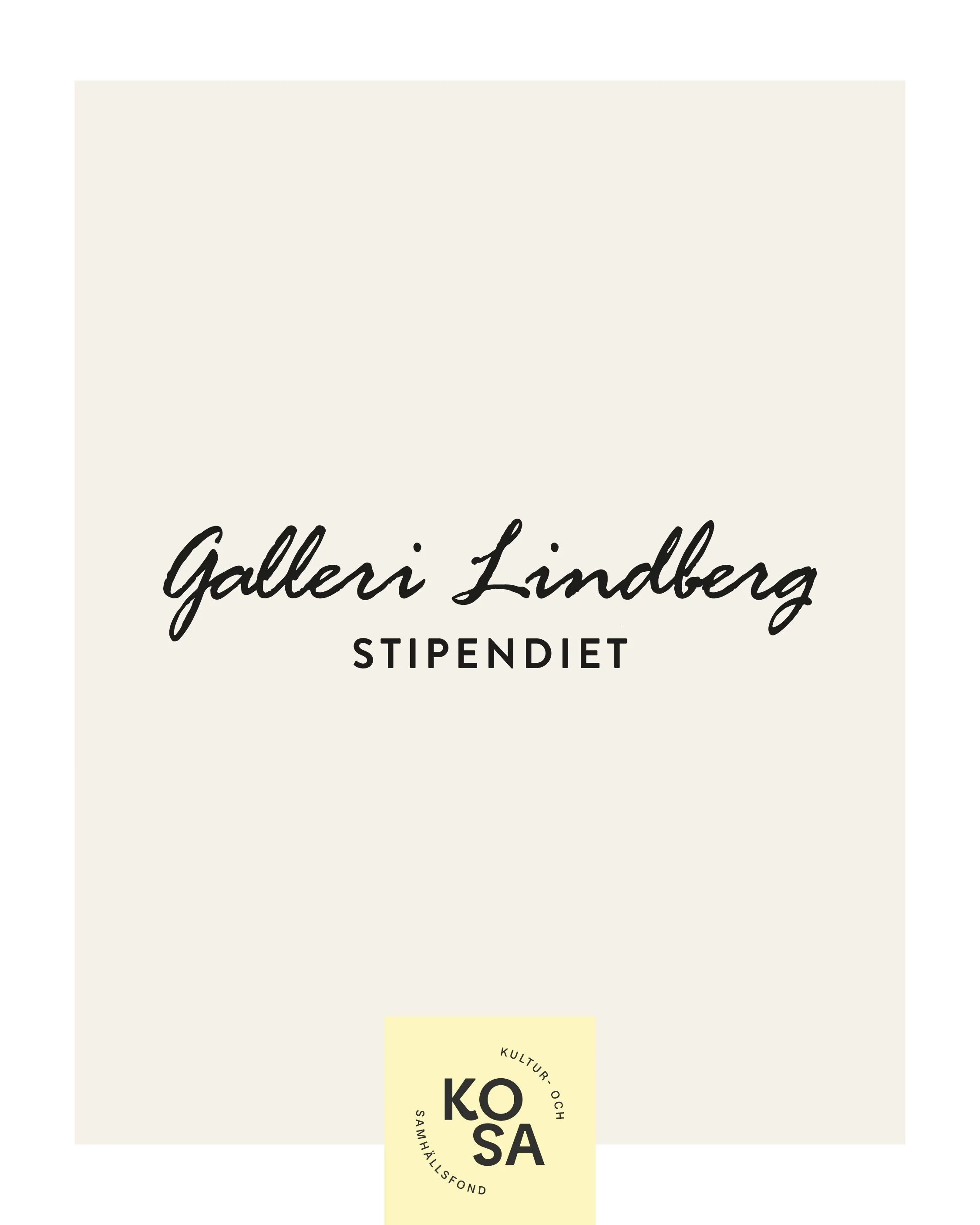 Dags att presentera en rolig nyhet &ndash; Galleri Lindberg-stipendiet! 

I samverkan med KOSA, Kultur- och samh&auml;llsfond har vi instiftat Galleri Lindberg-stipendiet! Stipendiet tilldelas en konstn&auml;r eller konstn&auml;rsgrupp boende och ver
