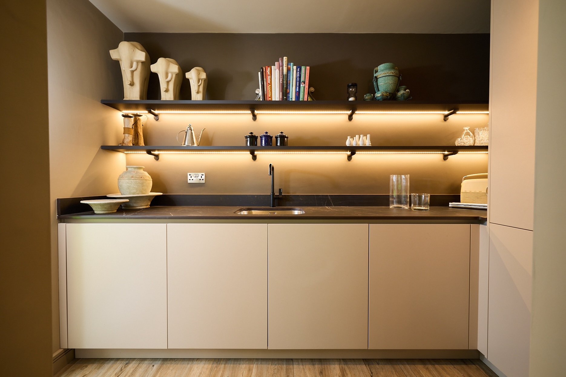 A utility room with open shelving, Ilkley.