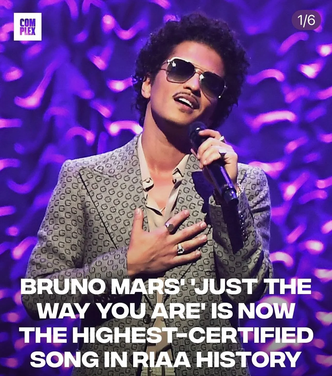 Bruno Mars&rsquo; &ldquo;Just The Way You Are&rdquo; Makes RIAA History as Highest-Certified Song Ever (certified 21-times Platinum), surpassing the previous record-holder.