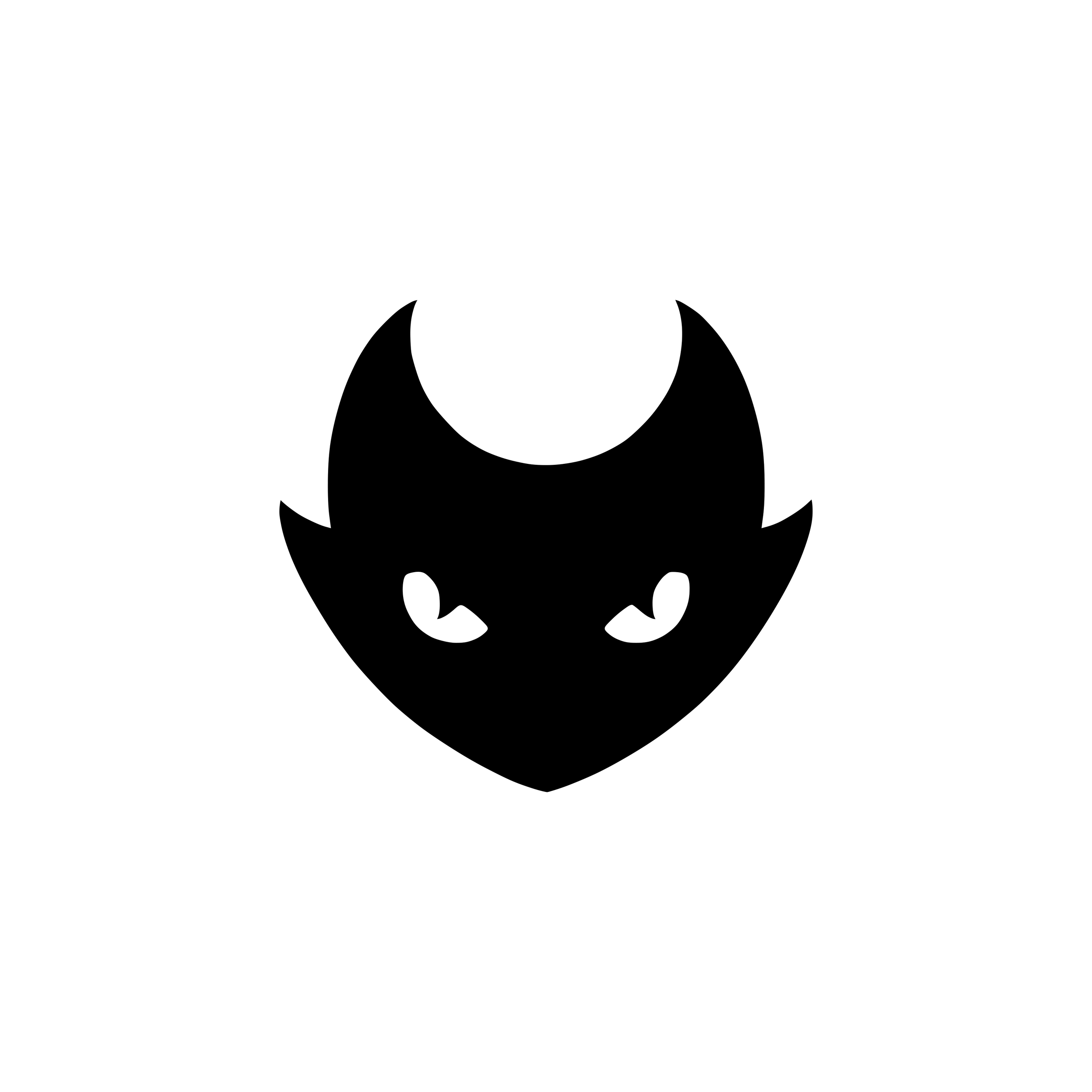 Silhouette of a black cat with glowing eyes