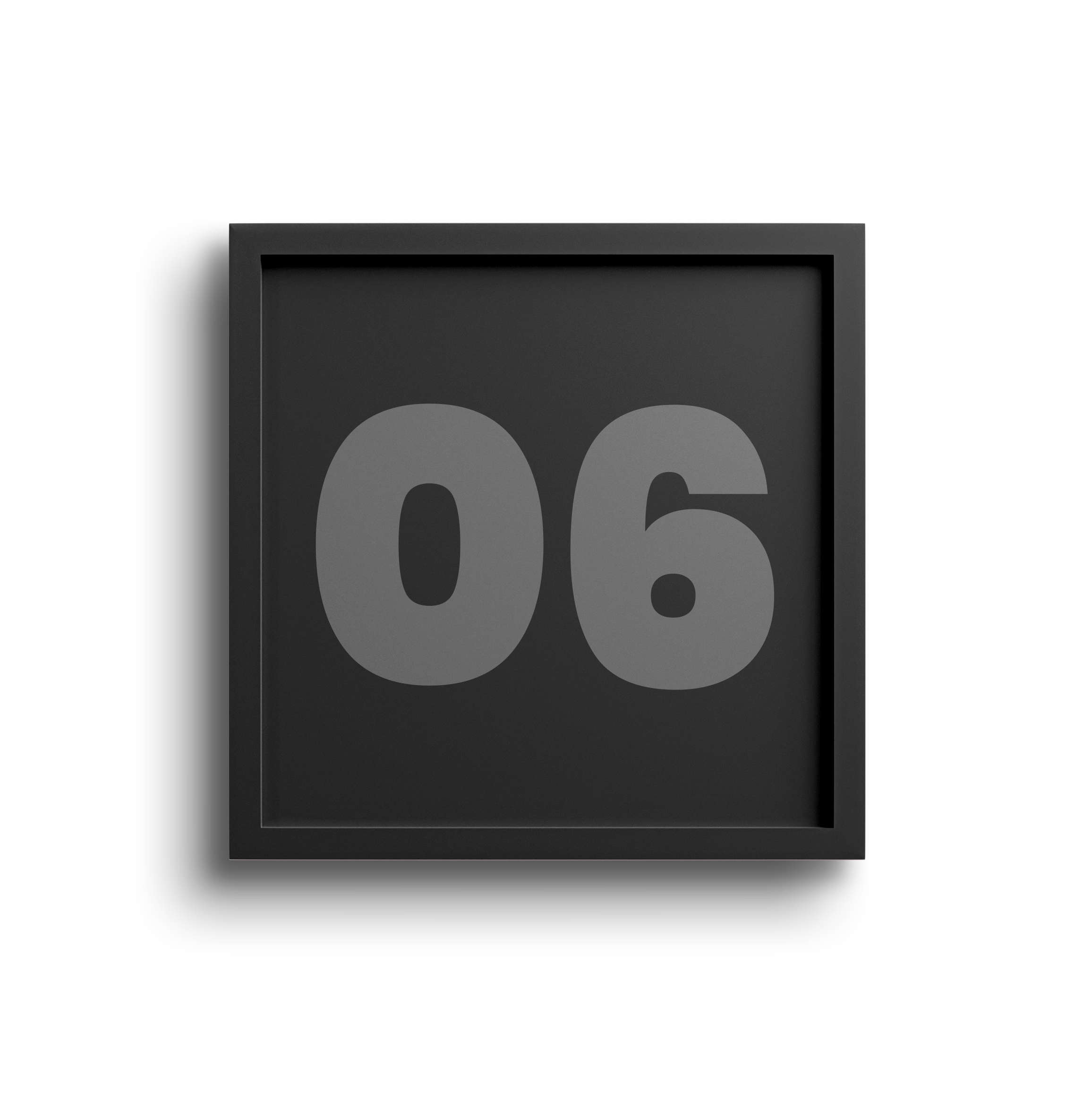 Digital clock displaying the number 06 in gray on a black background.