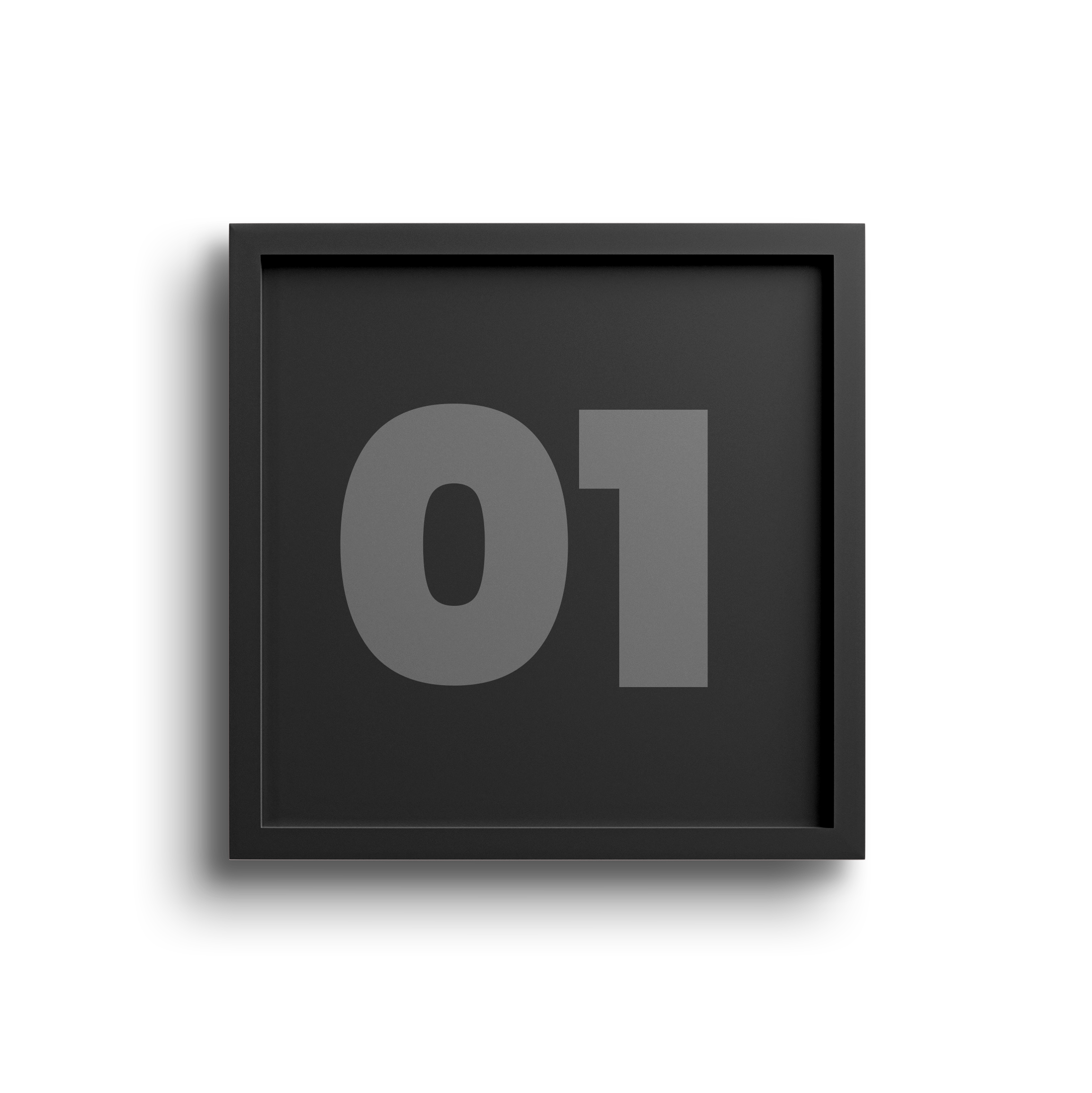 Black flip clock displaying the number 01 against a pink and black background.