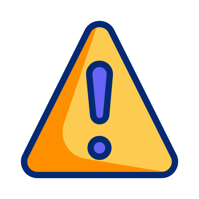 Warning sign with exclamation mark inside a yellow triangle.