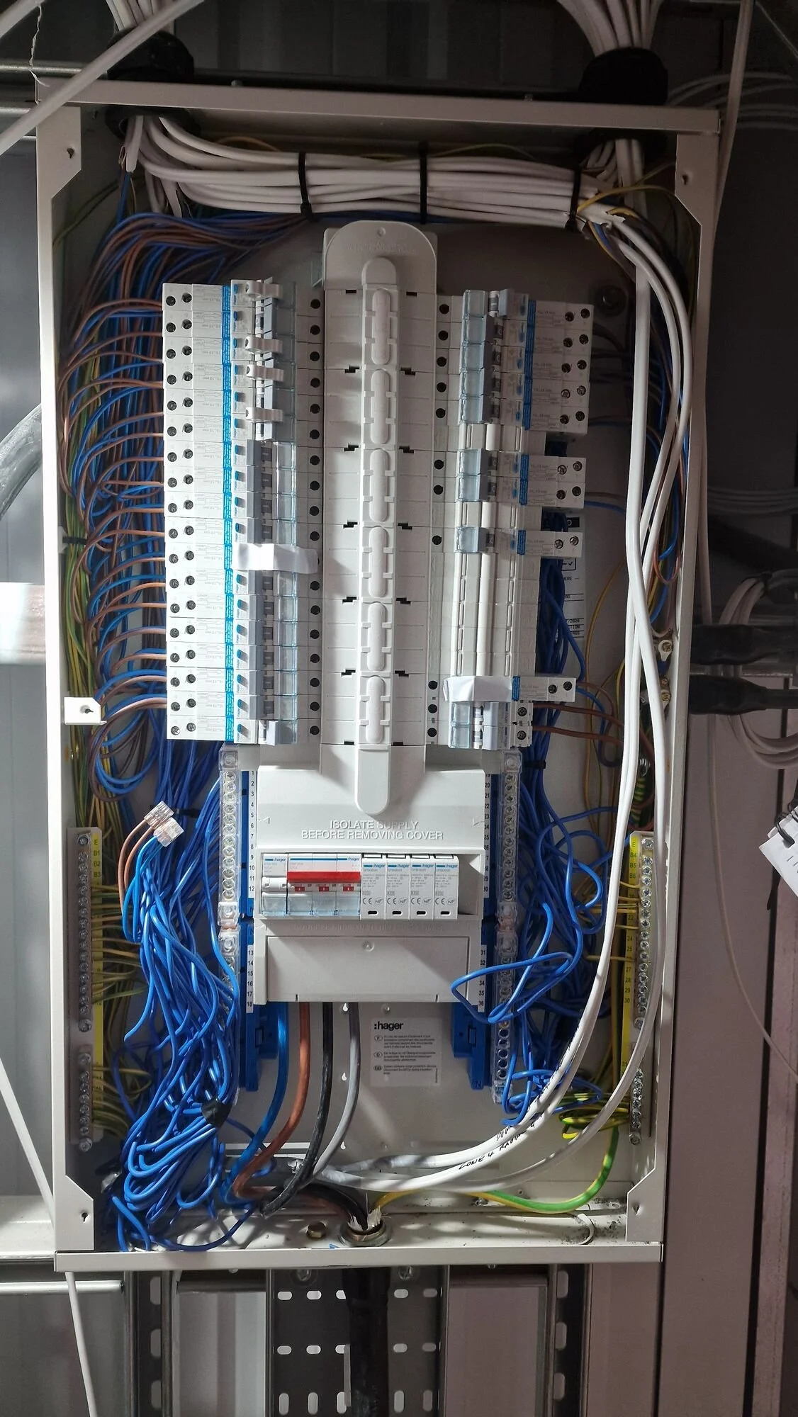 New distribution board wired and dressed before the cover goes on, Kibworth