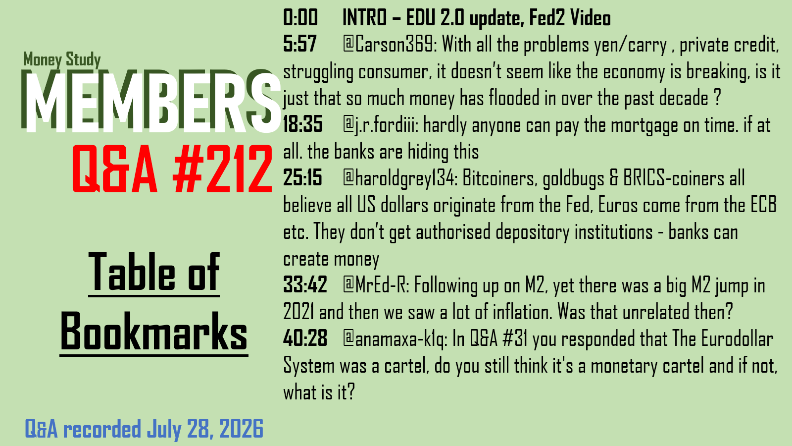 Q&amp;A #212