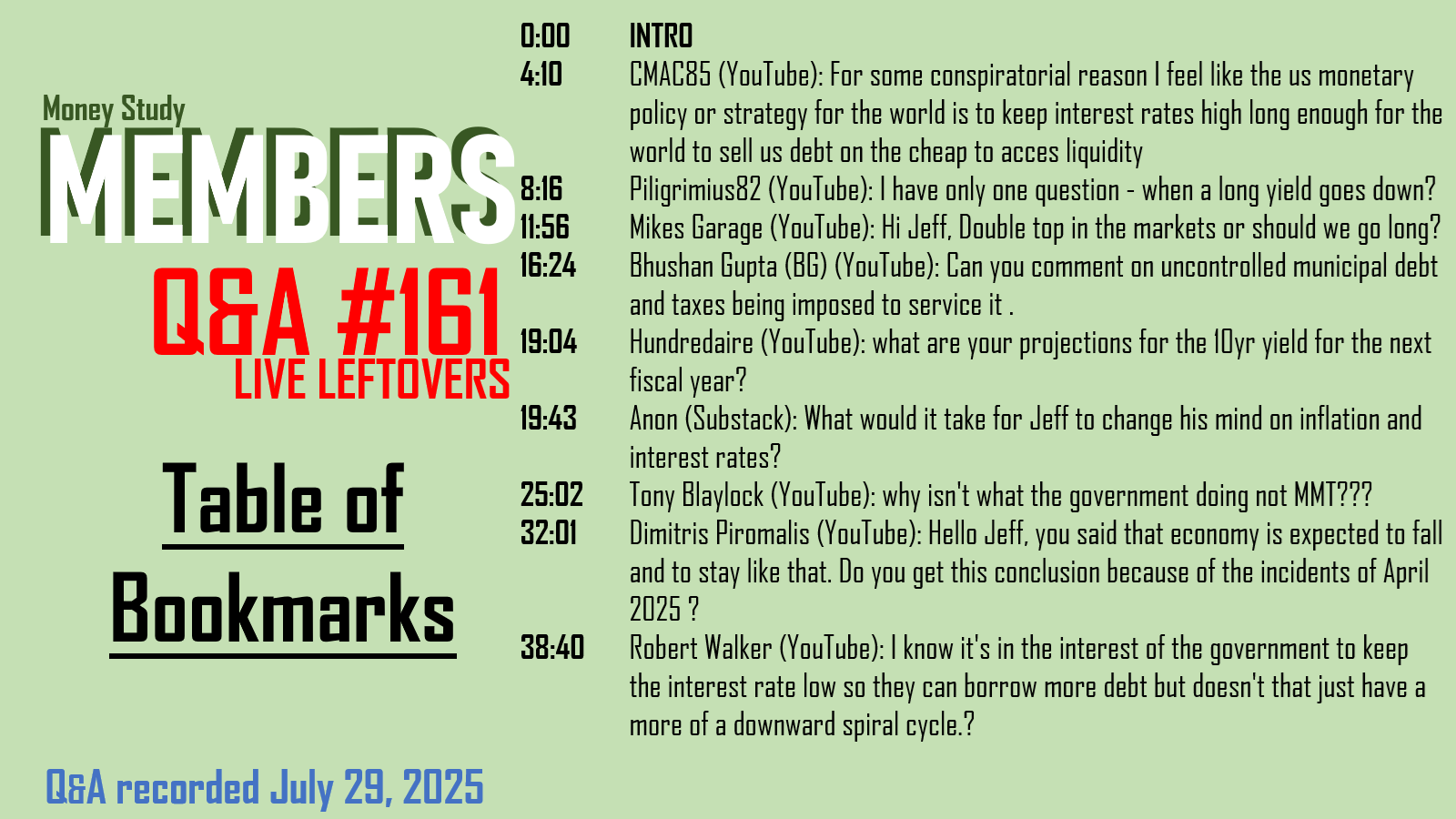 Q&A #161