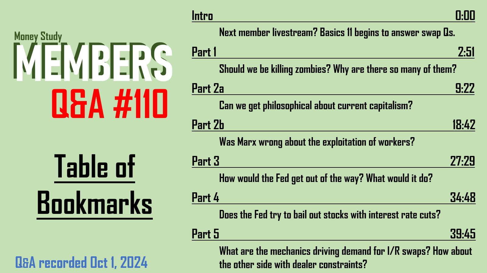 Q&A #110