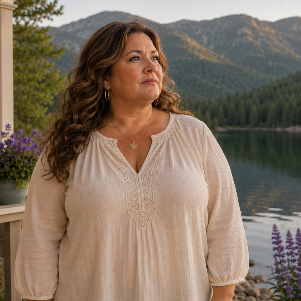 PTSD. A woman looks out at the horizon after having survived trauma. She survived.