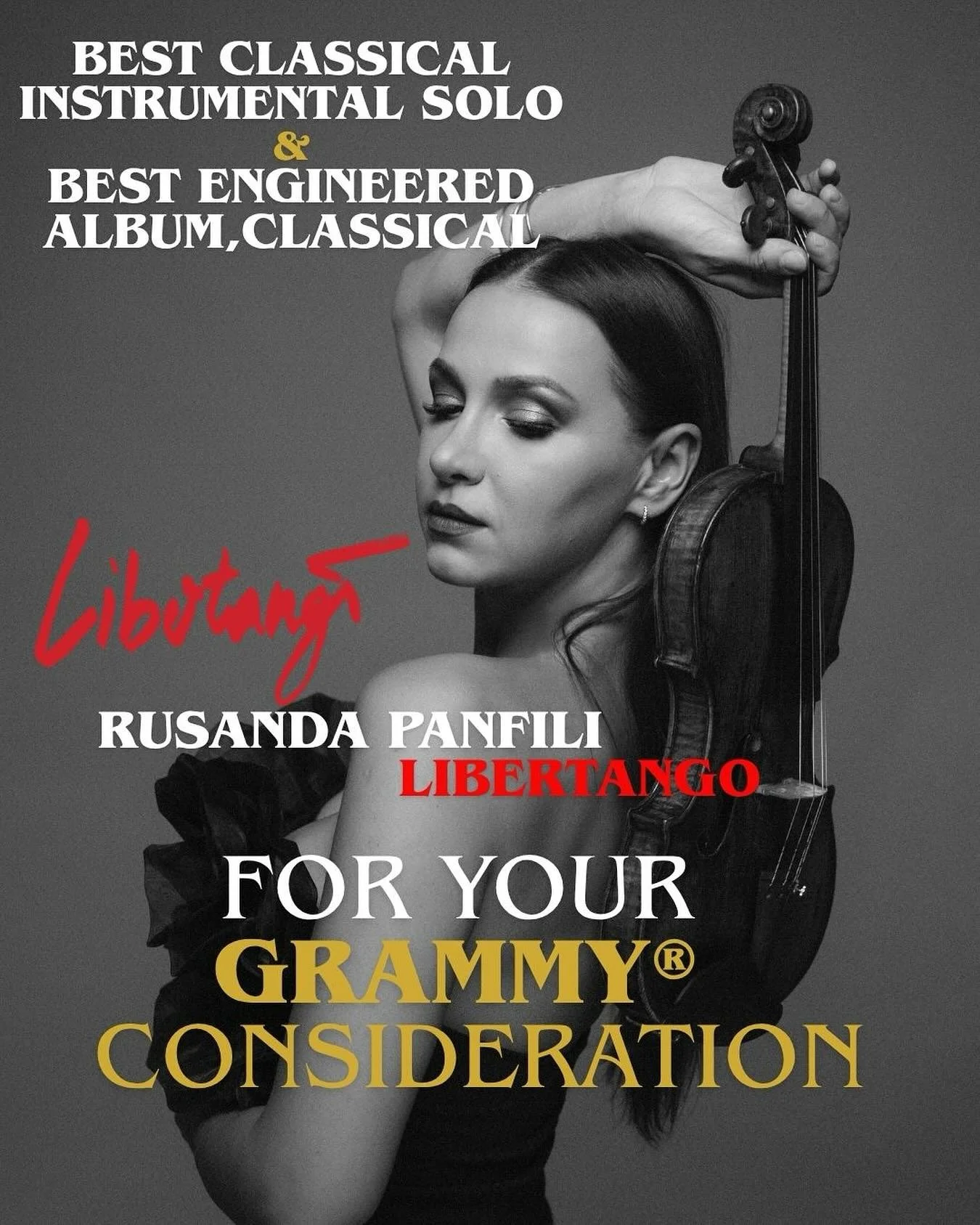 For Your GRAMMY&reg; consideration, my album &ldquo;Libertango&rdquo; in 2 categories. 

Already truly thankful for being considered, for all your support and reactions! 

Engineered by @johanneswinkler_composer 
Produced by @rusandapanfili 
Orchestr