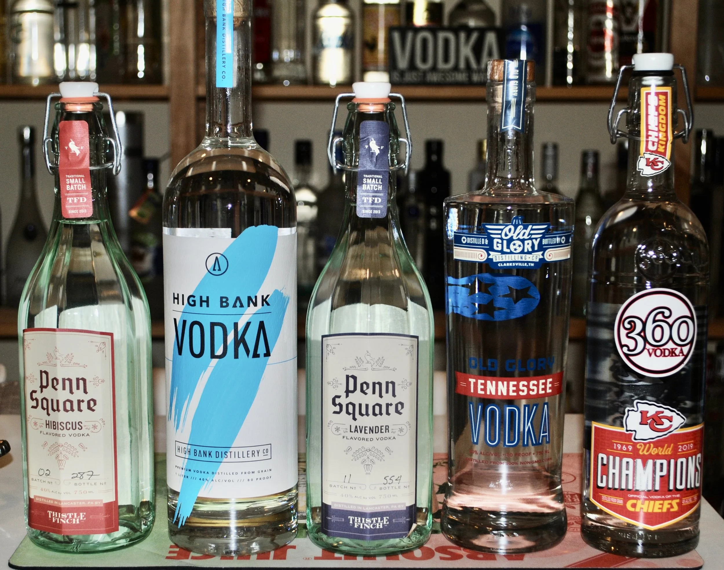 Penn Square – hibiscus, 
High Bank, 
Penn Square – lavender, 
Old Glory Tennessee, 
360 KC Chiefs 