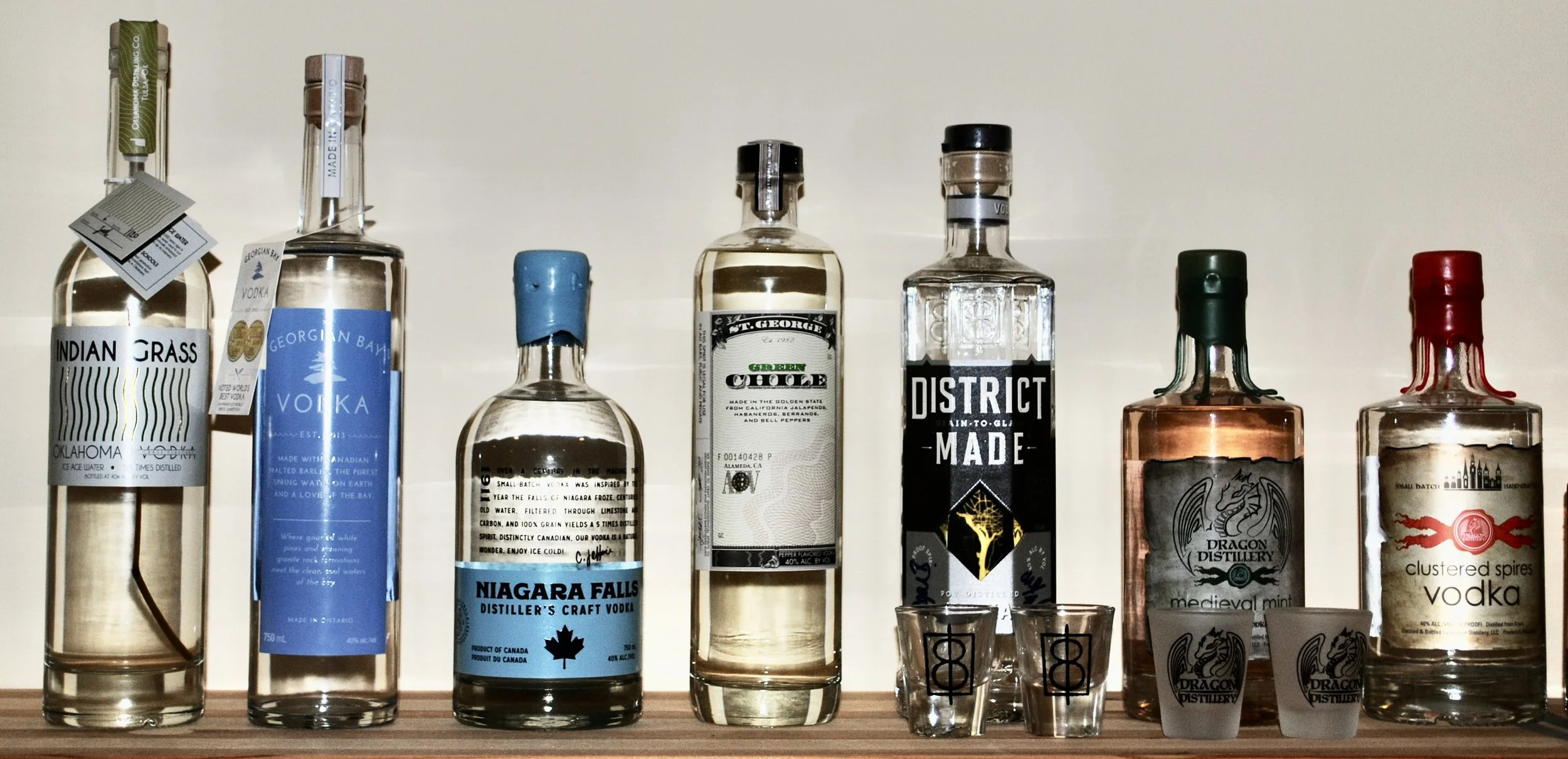 Indian Grass, 
Georgian Bay, 
Niagara Falls, 
St George – green chili, 
District Made, 
Medieval Mint – mint, 
Clustered Spires 