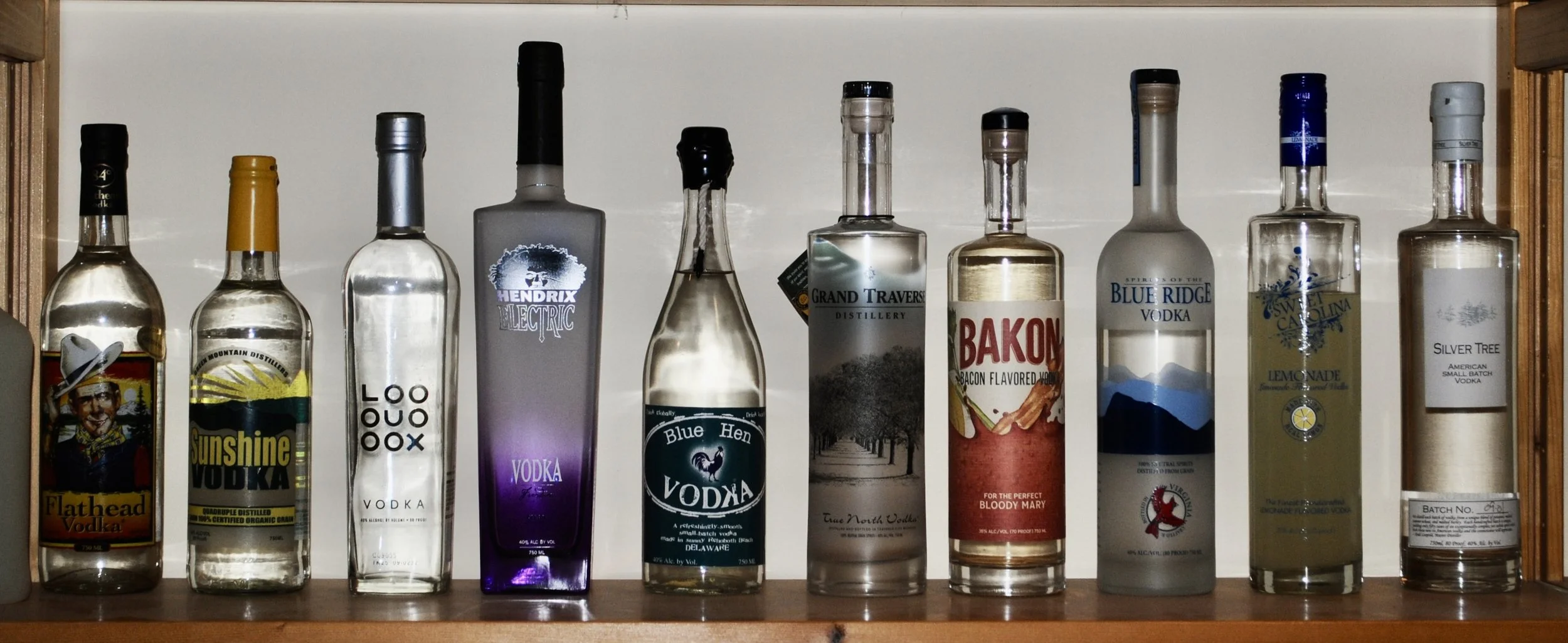 USA - Flat Head, Sunshine, Looouooox (LUX), Hendrix Electric, Blue Hen, Grand Traverse, Bakon, Blue Ridge, Sweet Carolina Lemonade, Silver Tree 
