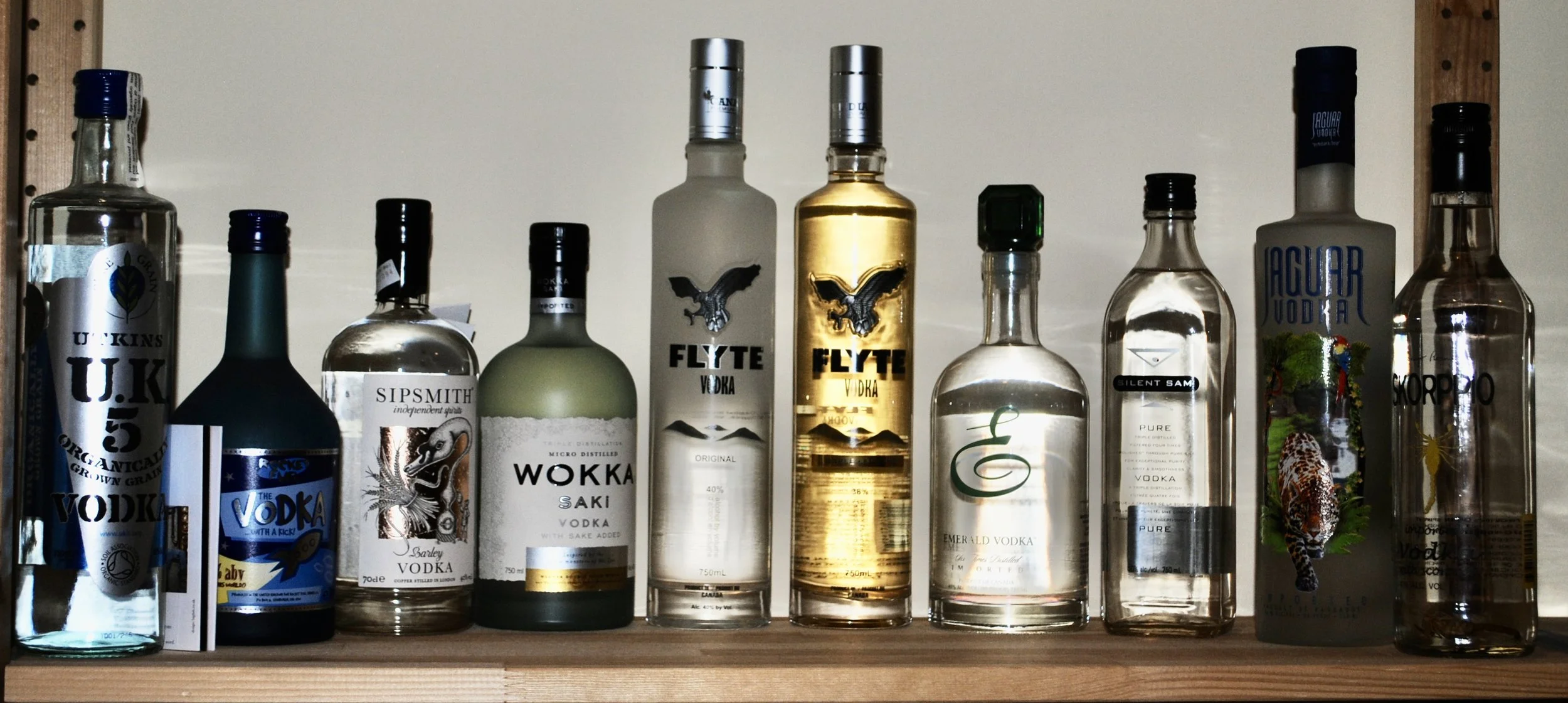 Utkins UK5,
Rocket Fuel, 
Sipsmith Barley, 
Wokka Sake, 
Flyte, 
Flyte – maple, 
Emerald, 
Silent Sam, 
Skorppio 